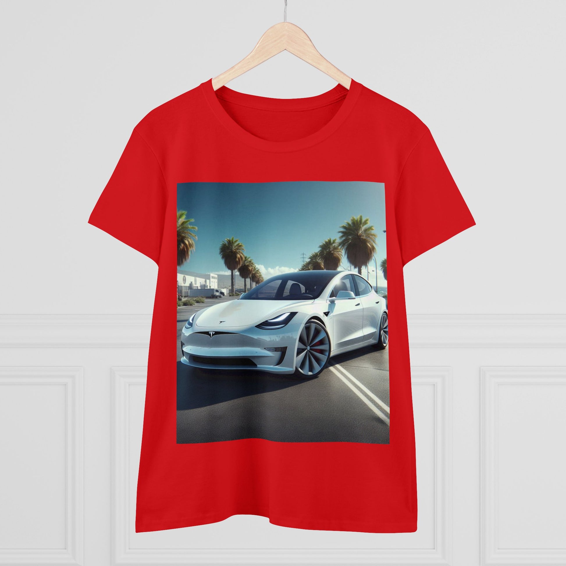 White Tesla T-Shirt T-Shirt Printify