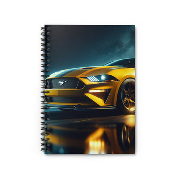 Yellow Mustang Spiral Notebook Paper products Printify One Size