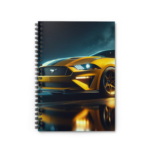 Yellow Mustang Spiral Notebook Paper products Printify One Size