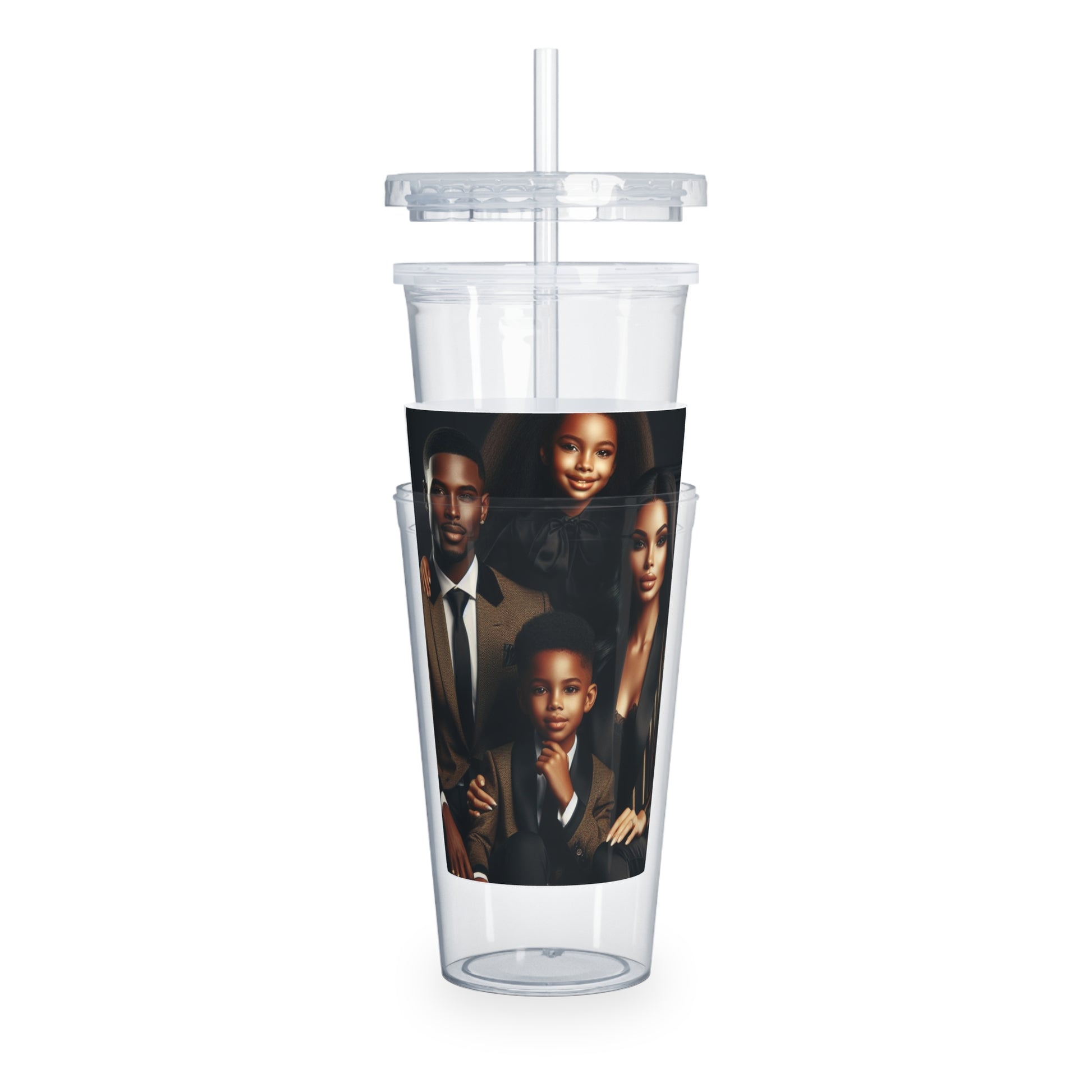Family Portrait Tumbler with Straw Mug Printify