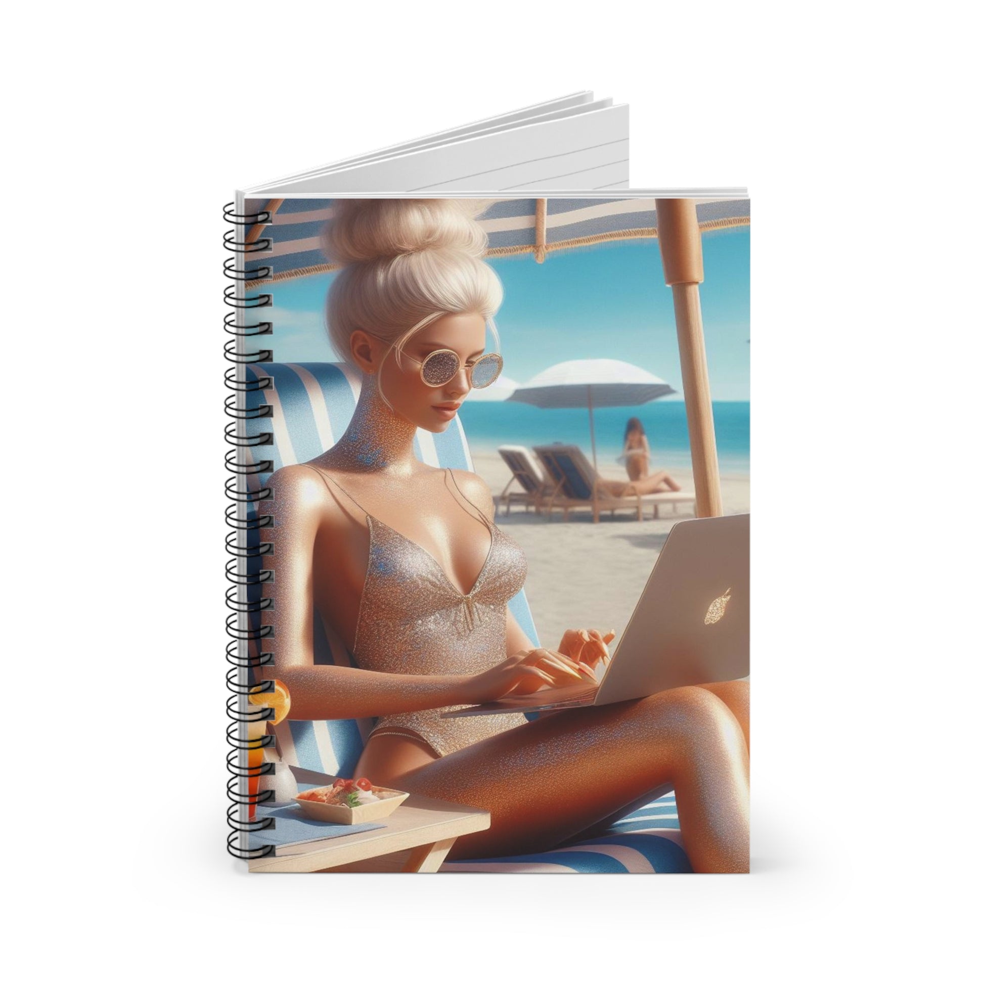 Work Day at the Beach Spiral Notebook Paper products Printify