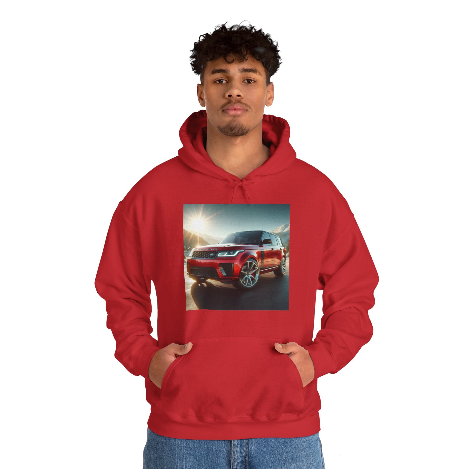Red Range Rover Hoodie Hoodie Printify