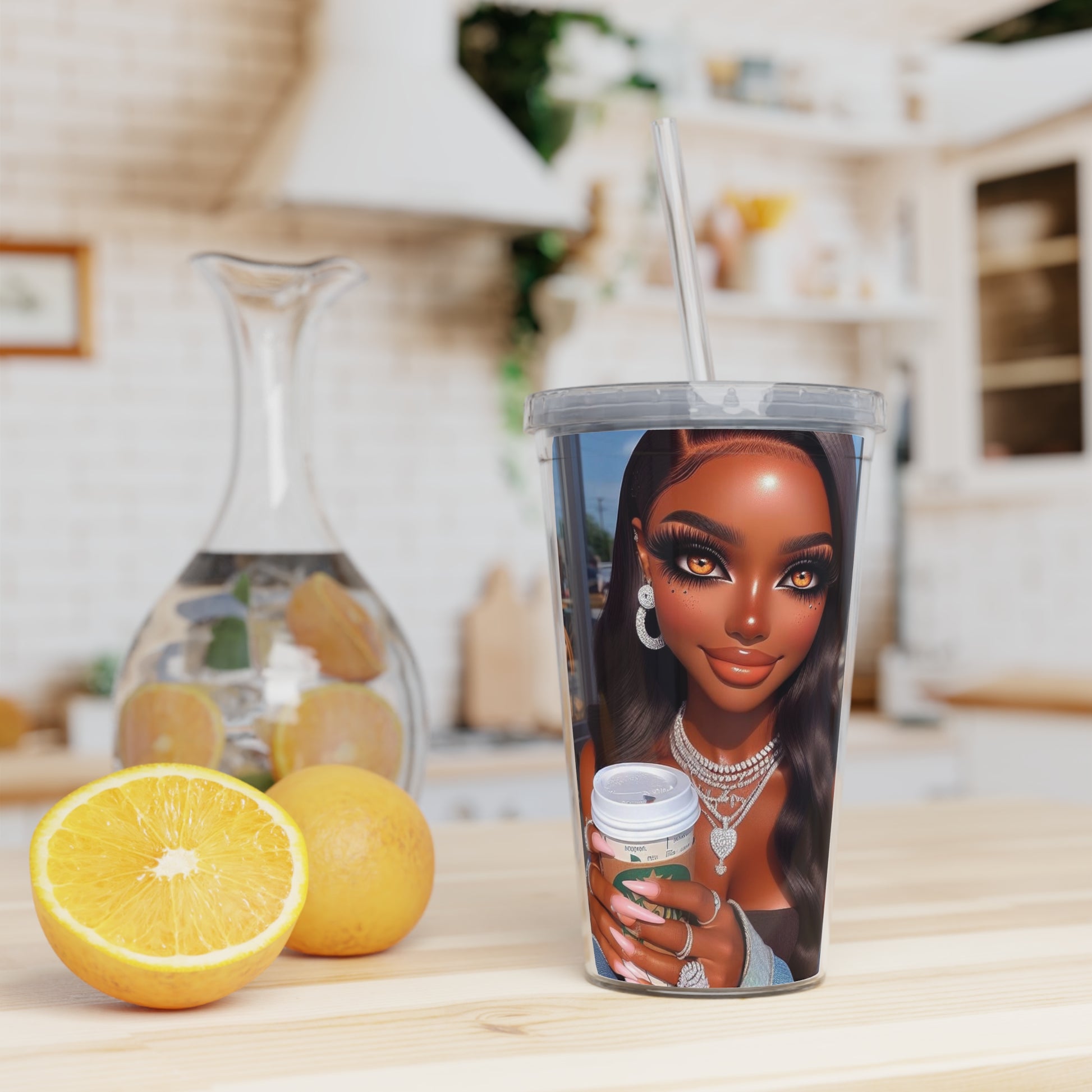 Coffee Beauty Tumbler with Straw Mug Printify