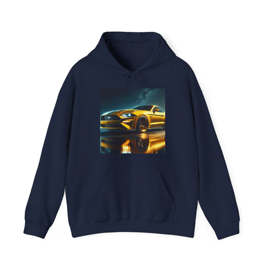 Yellow Mustang Hoodie Hoodie Printify Navy S