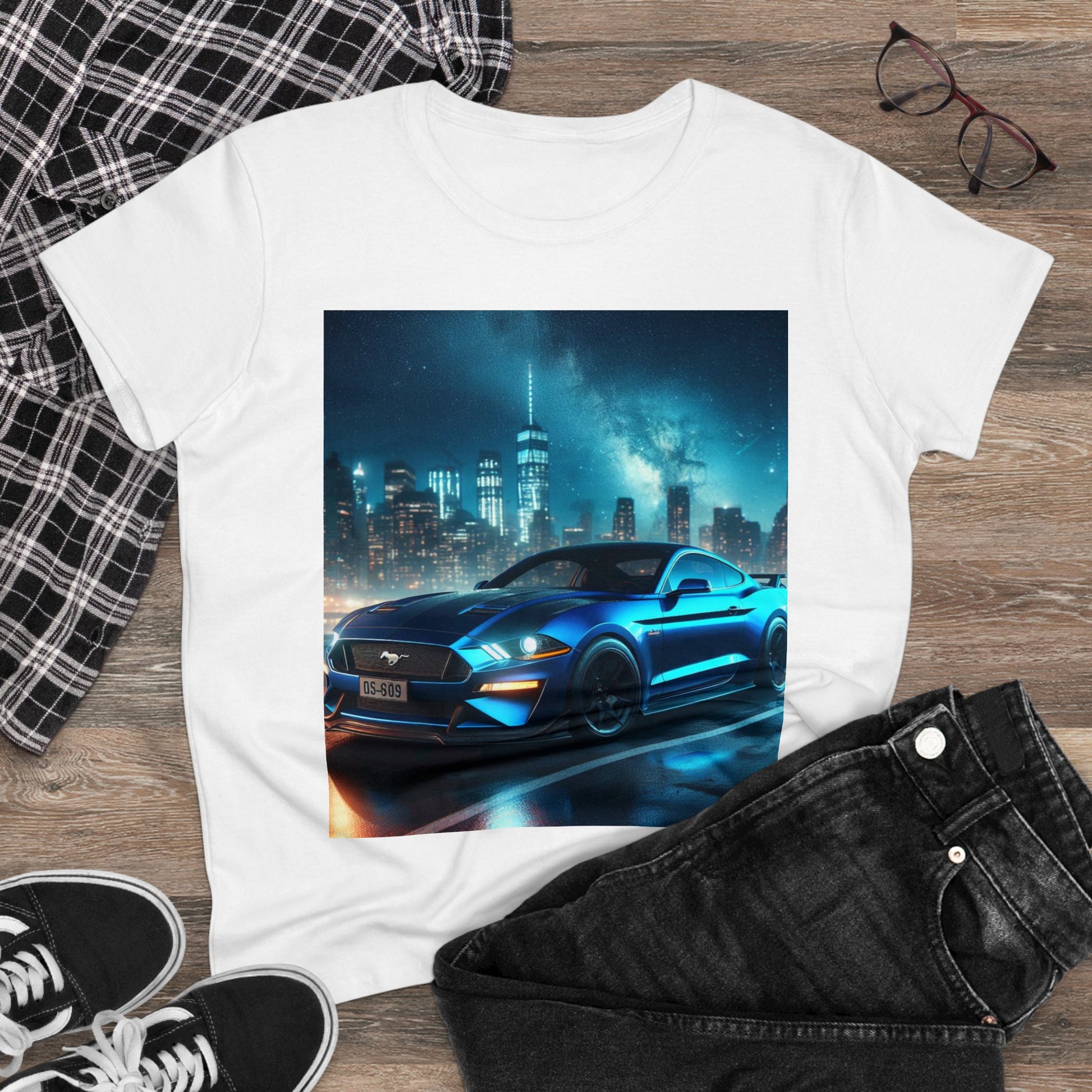 Blue Mustang T-Shirt T-Shirt Printify