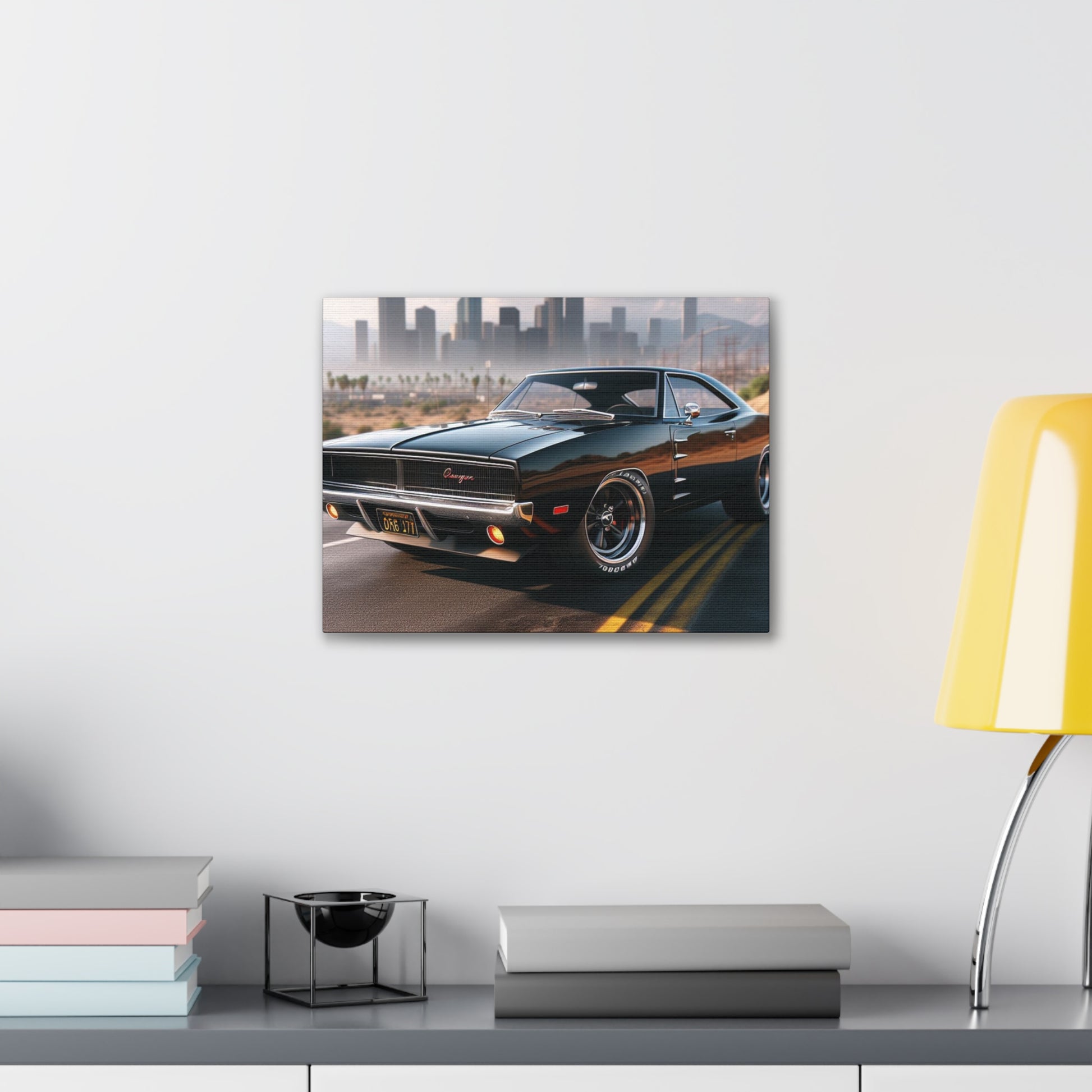 1970 Black Dodge Charger Canvas Canvas Printify 16″ x 12″ (Horizontal) 0.75''
