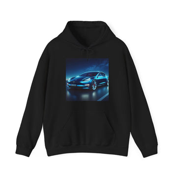 Blue Tesla Hoodie Hoodie Printify Black S