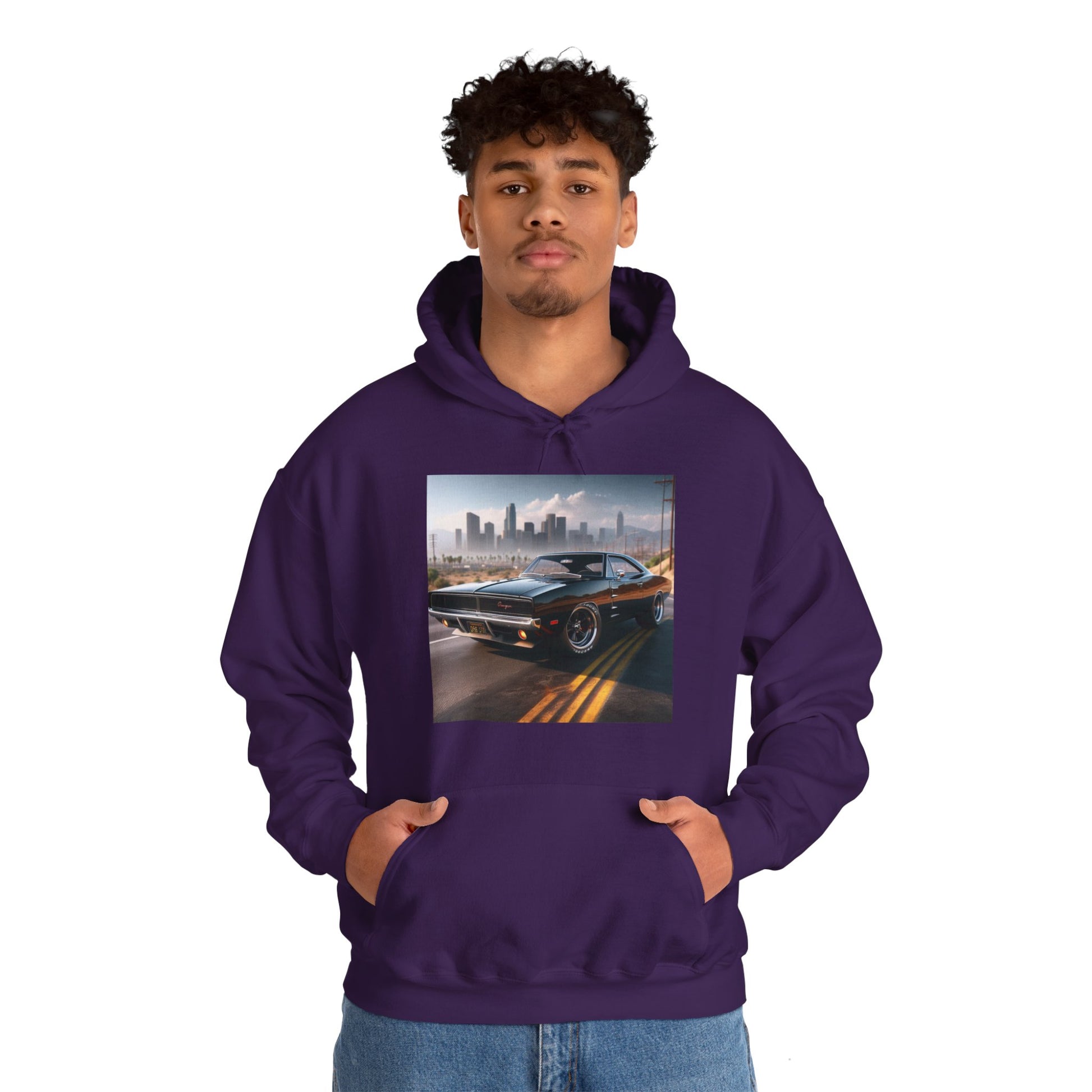 1970 Black Dodge Charger Hoodie Hoodie Printify