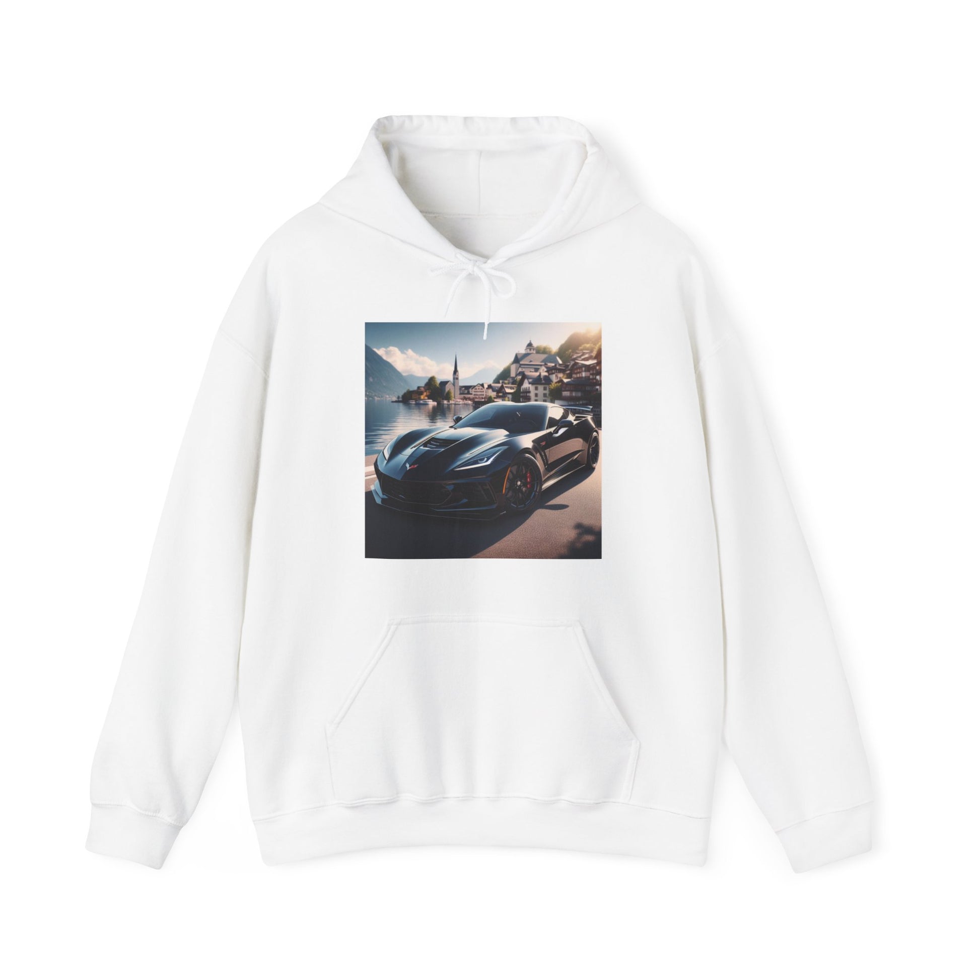 Black Corvette Hoodie Hoodie Printify White S
