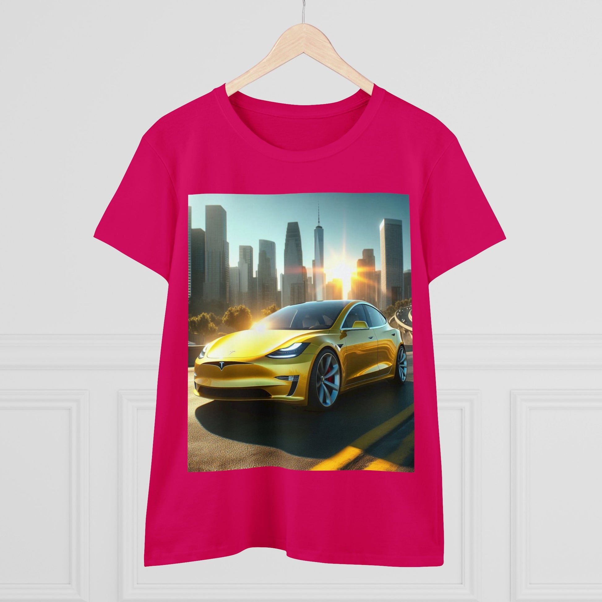 Yellow Tesla T-Shirt T-Shirt Printify