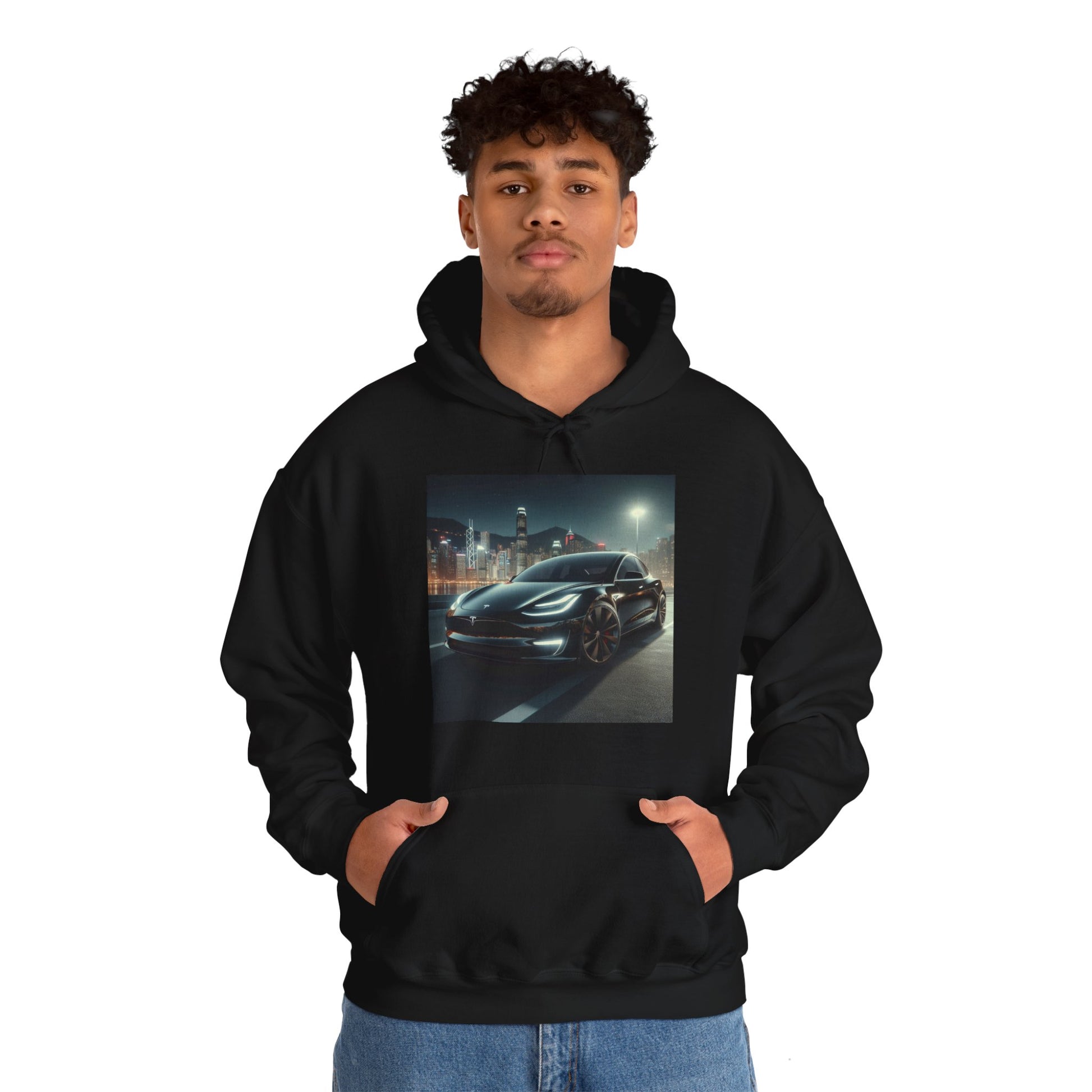 Black Tesla Hoodie Hoodie Printify