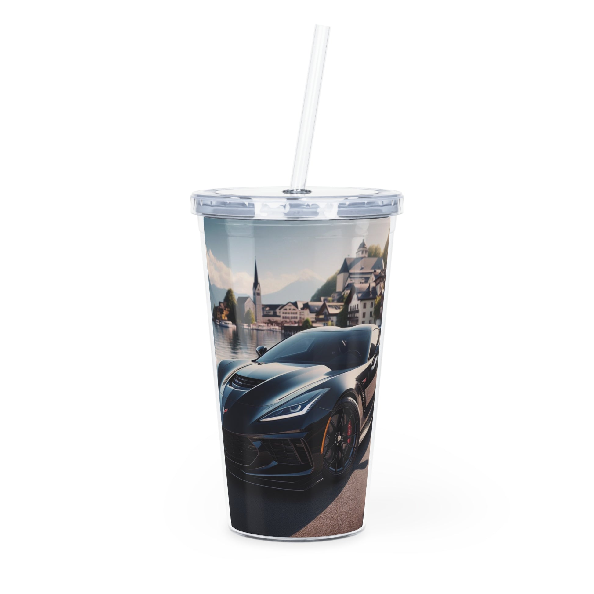 Black Corvette Tumbler with Straw Mug Printify 20oz Transparent