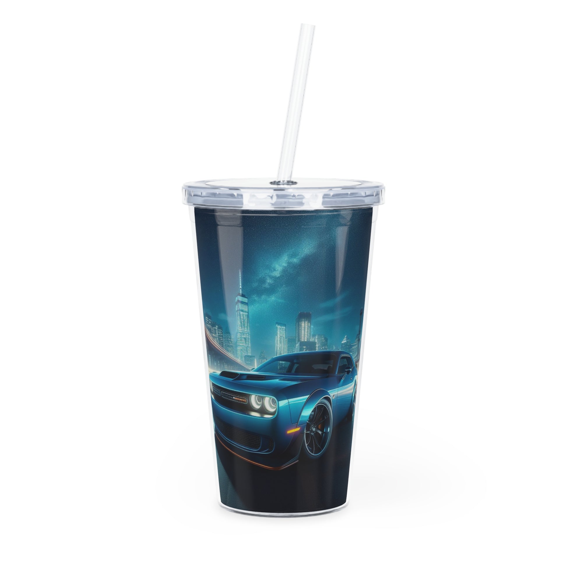 Blue Challenger Tumbler with Straw Mug Printify 20oz Transparent