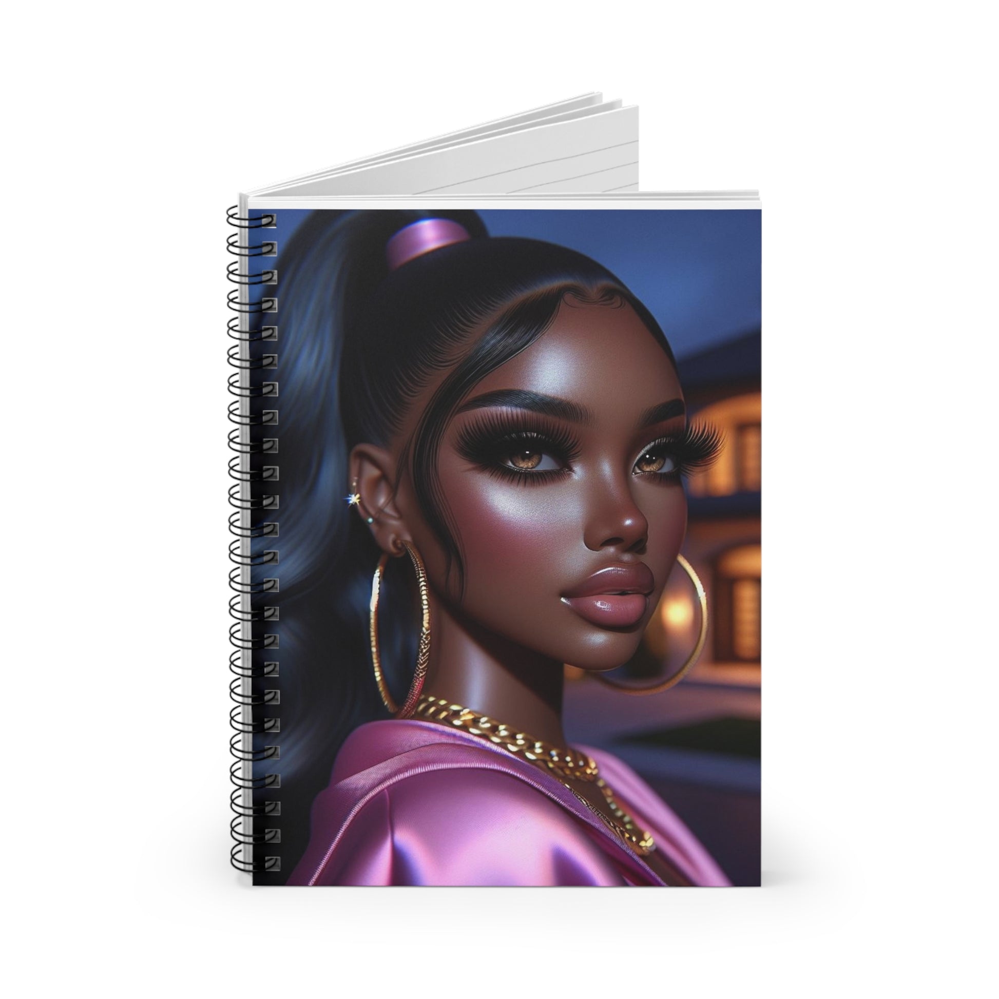 Pink at Night Spiral Notebook Paper products Printify