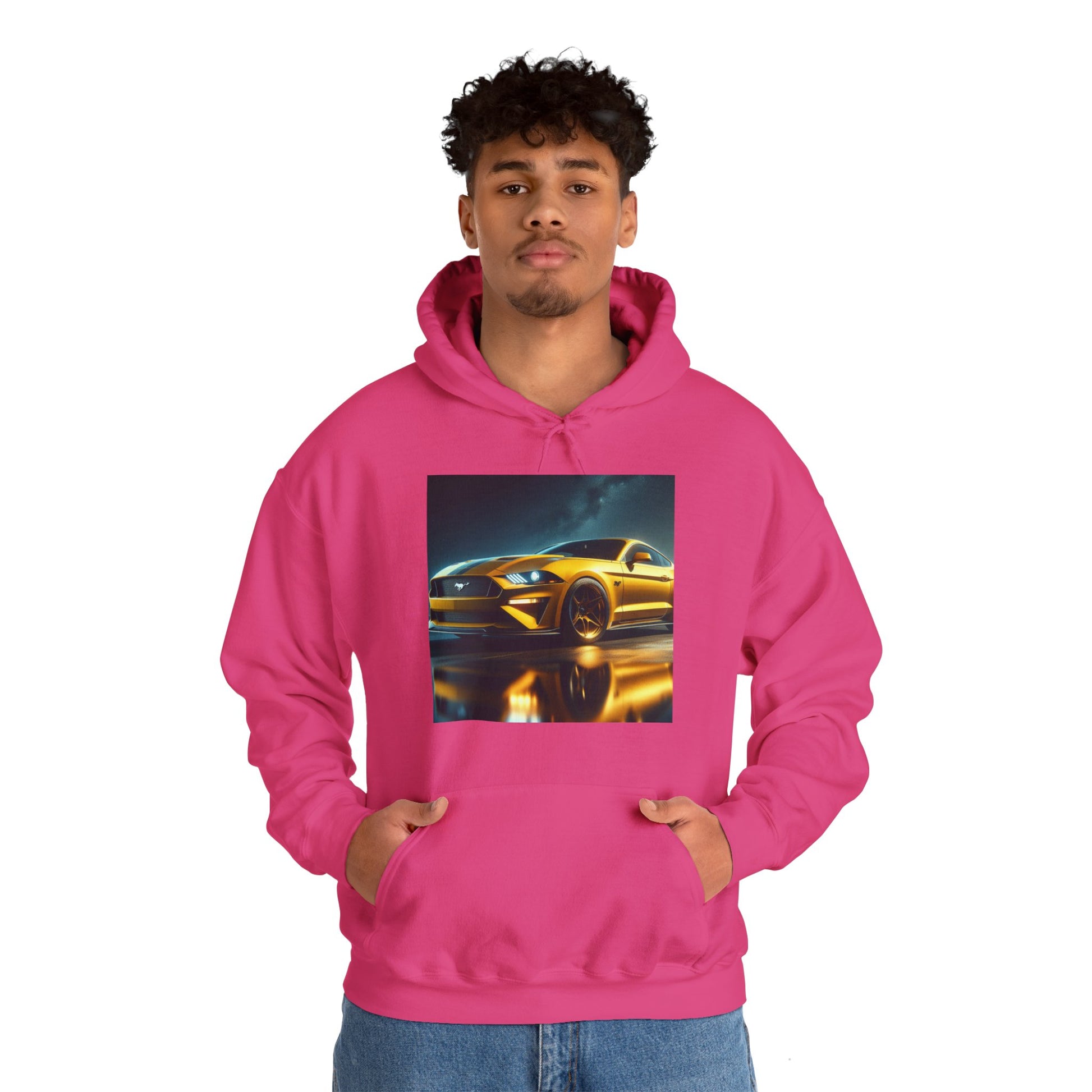 Yellow Mustang Hoodie Hoodie Printify