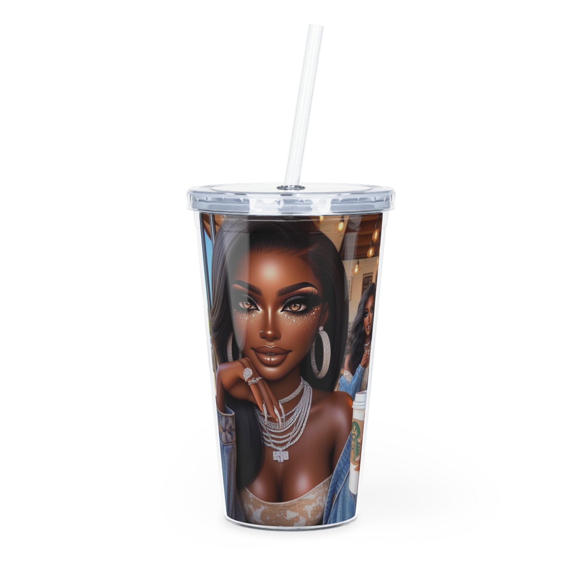 Coffee Beauty Tumbler with Straw Mug Printify 20oz Transparent