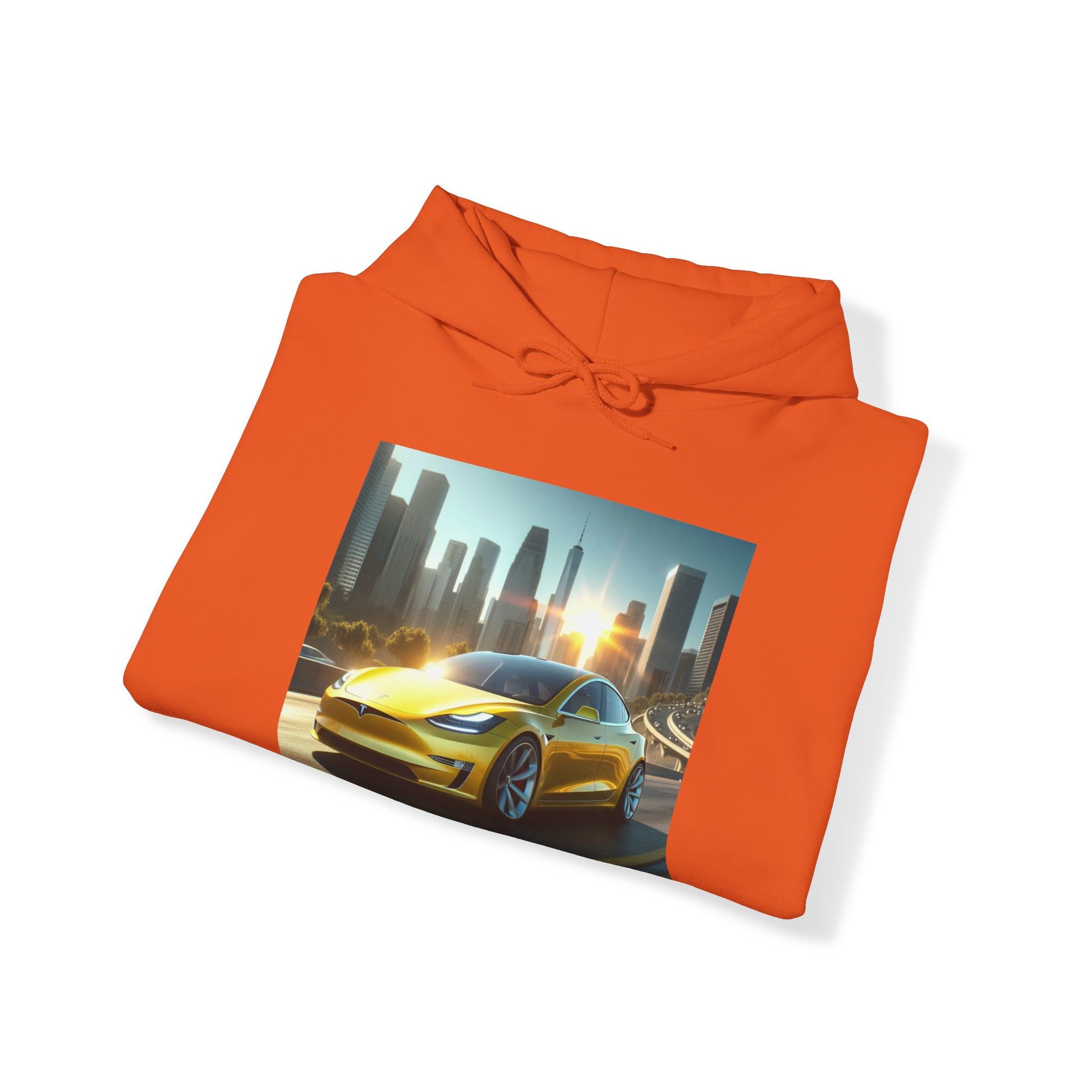 Yellow Tesla Hoodie Hoodie Printify