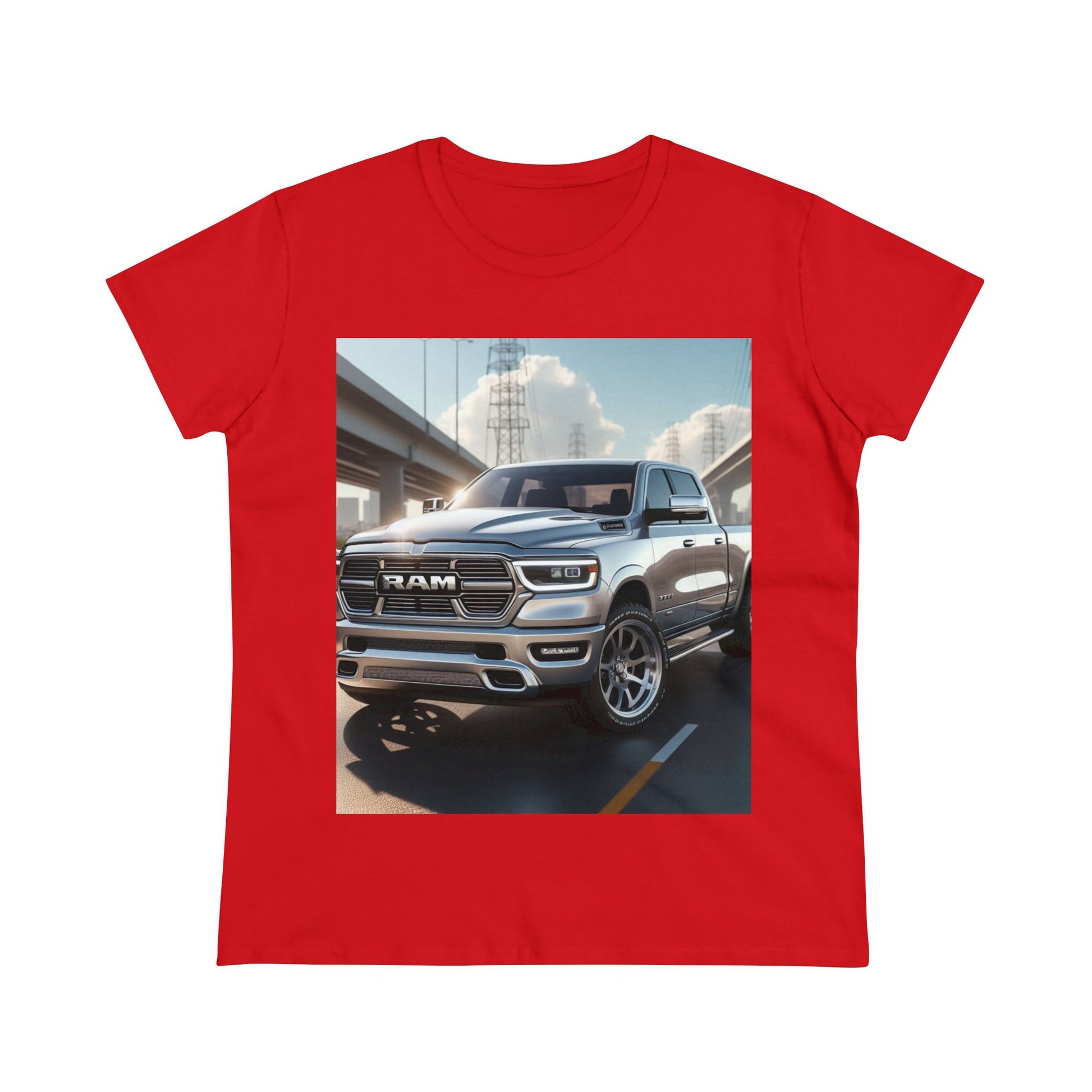 Silver Dodge Ram T-Shirt T-Shirt Printify Red S