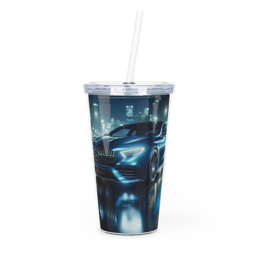 Blue Mercedes Tumbler with Straw Mug Printify 20oz Transparent