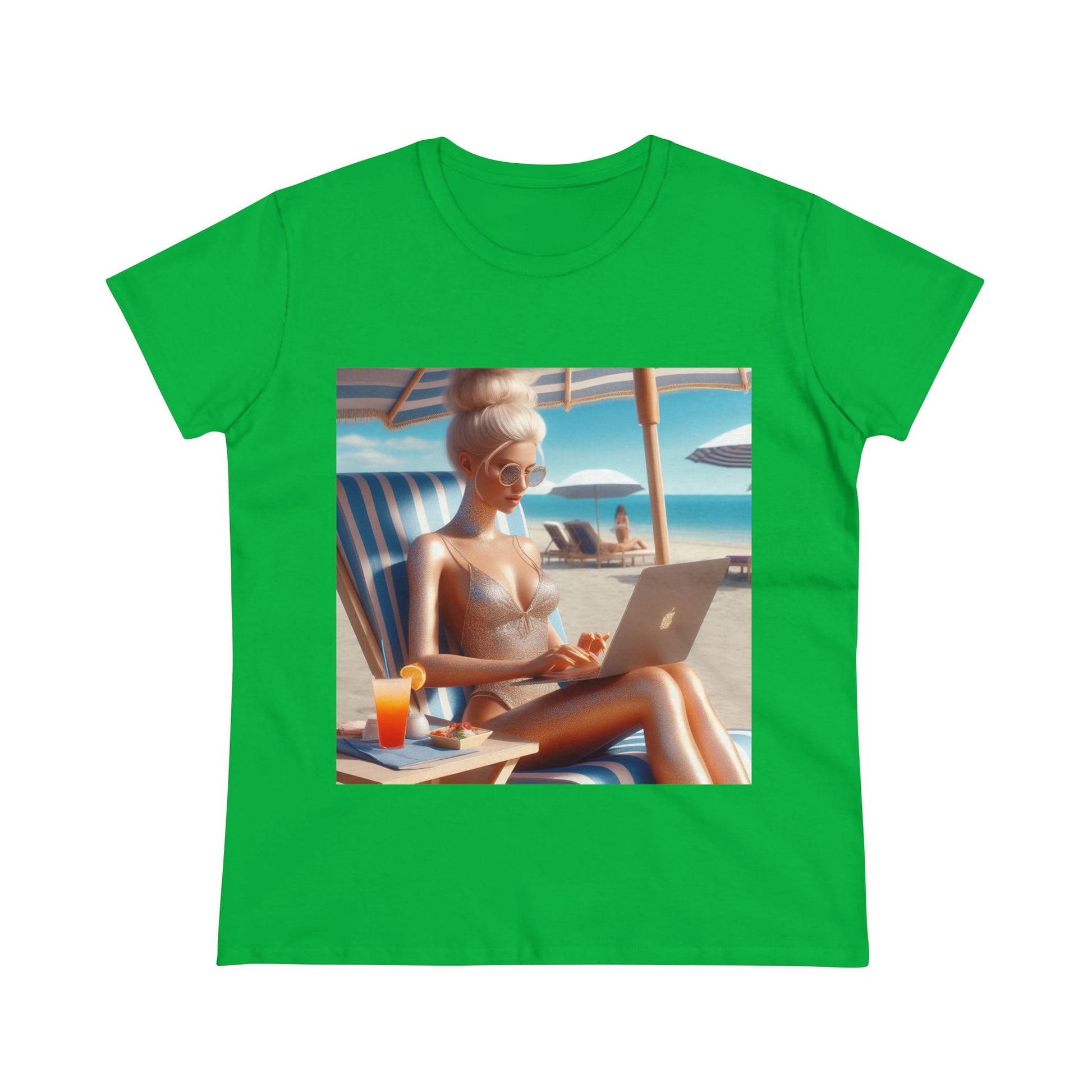 Work Day at the Beach T-Shirt T-Shirt Printify Irish Green S