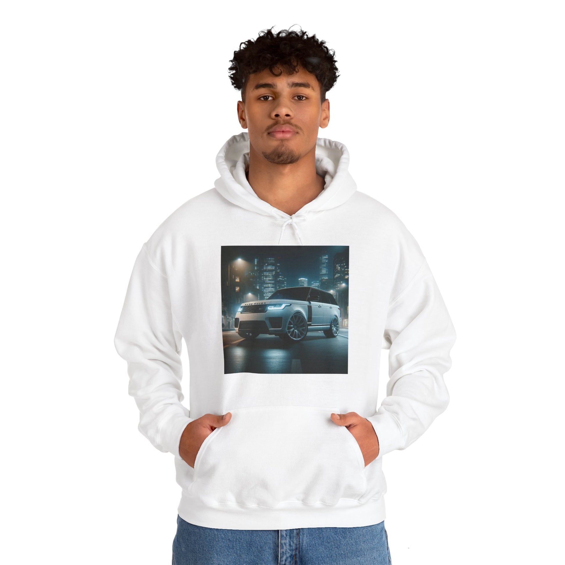 White Range Rover Hoodie Hoodie Printify