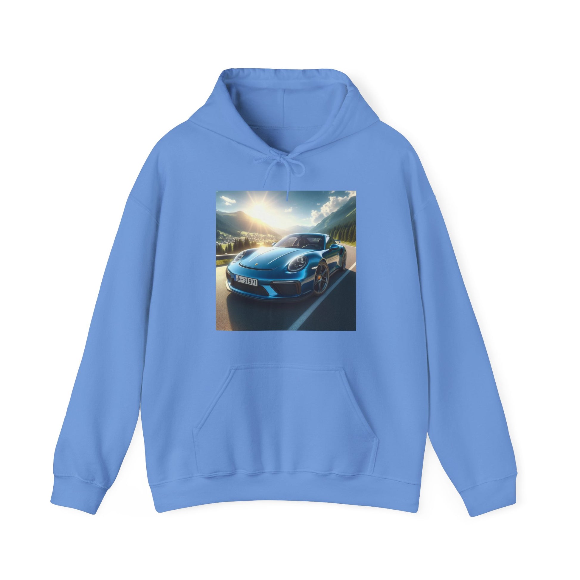 Blue Porsche Hoodie Hoodie Printify Carolina Blue S