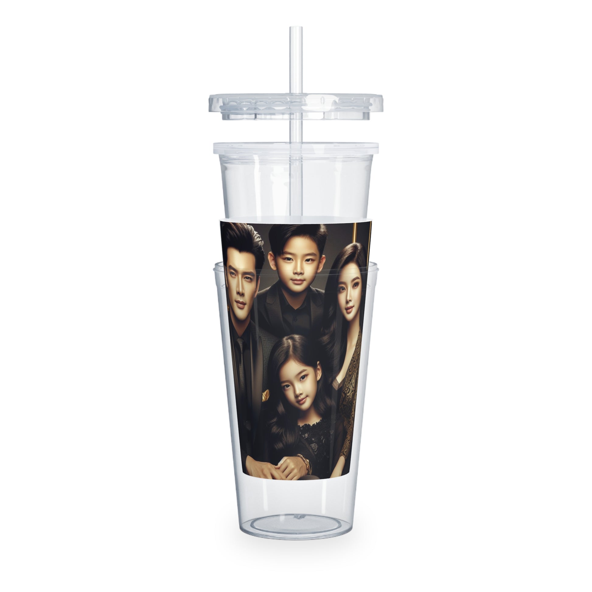 Family Portrait Tumbler with Straw Mug Printify