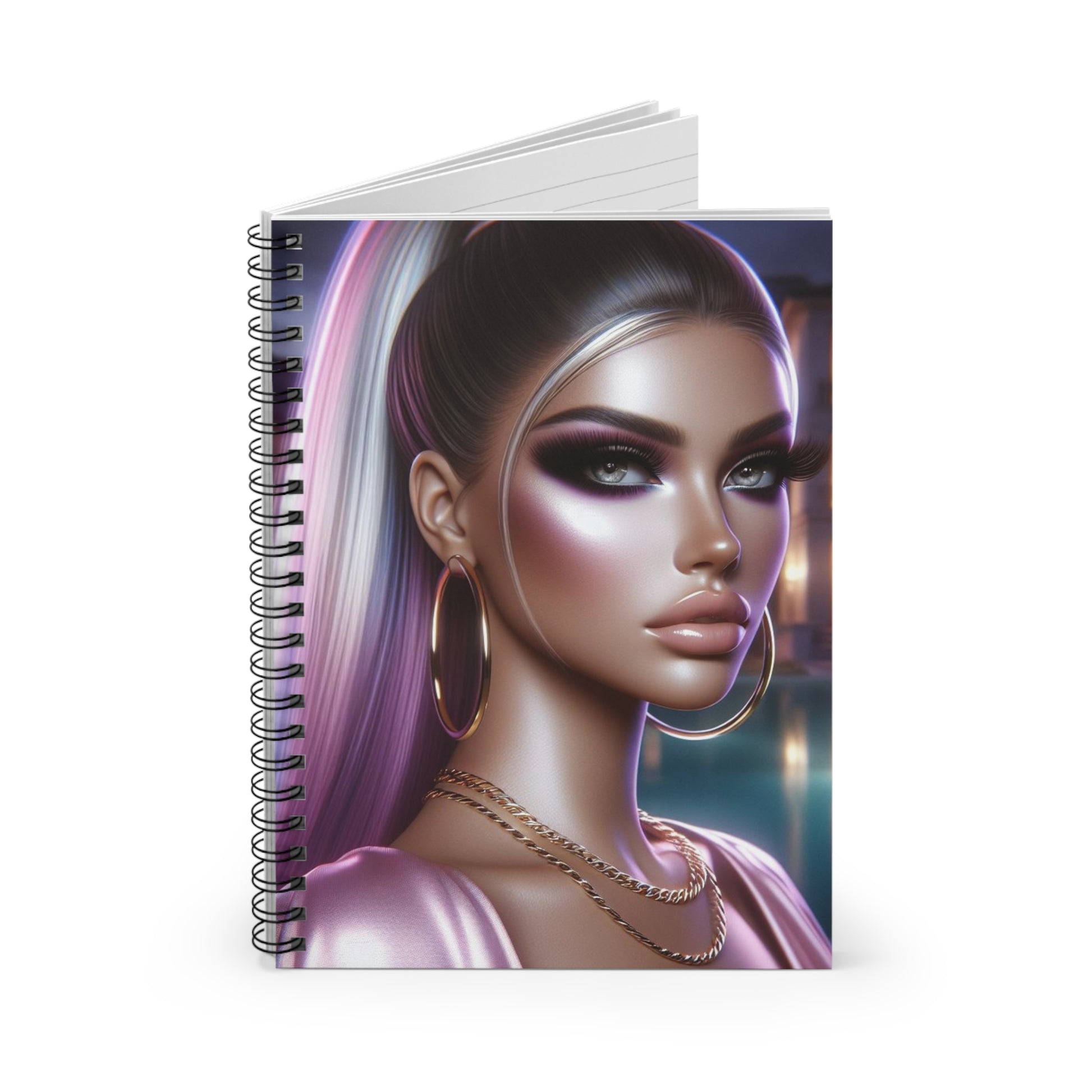 Pink at Night Spiral Notebook Paper products Printify