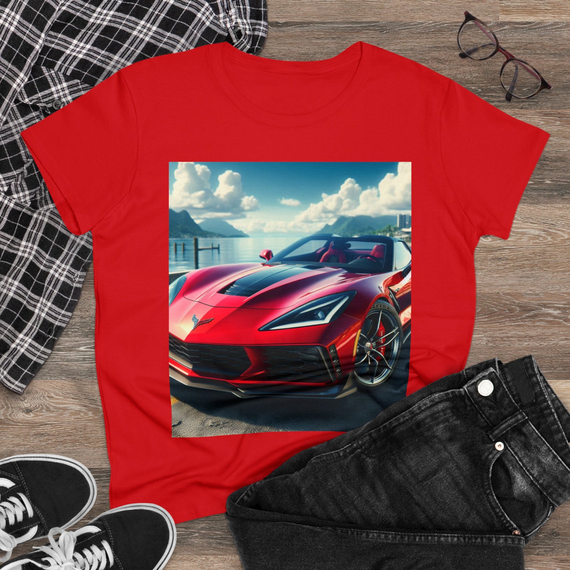 Red Corvette T-Shirt T-Shirt Printify