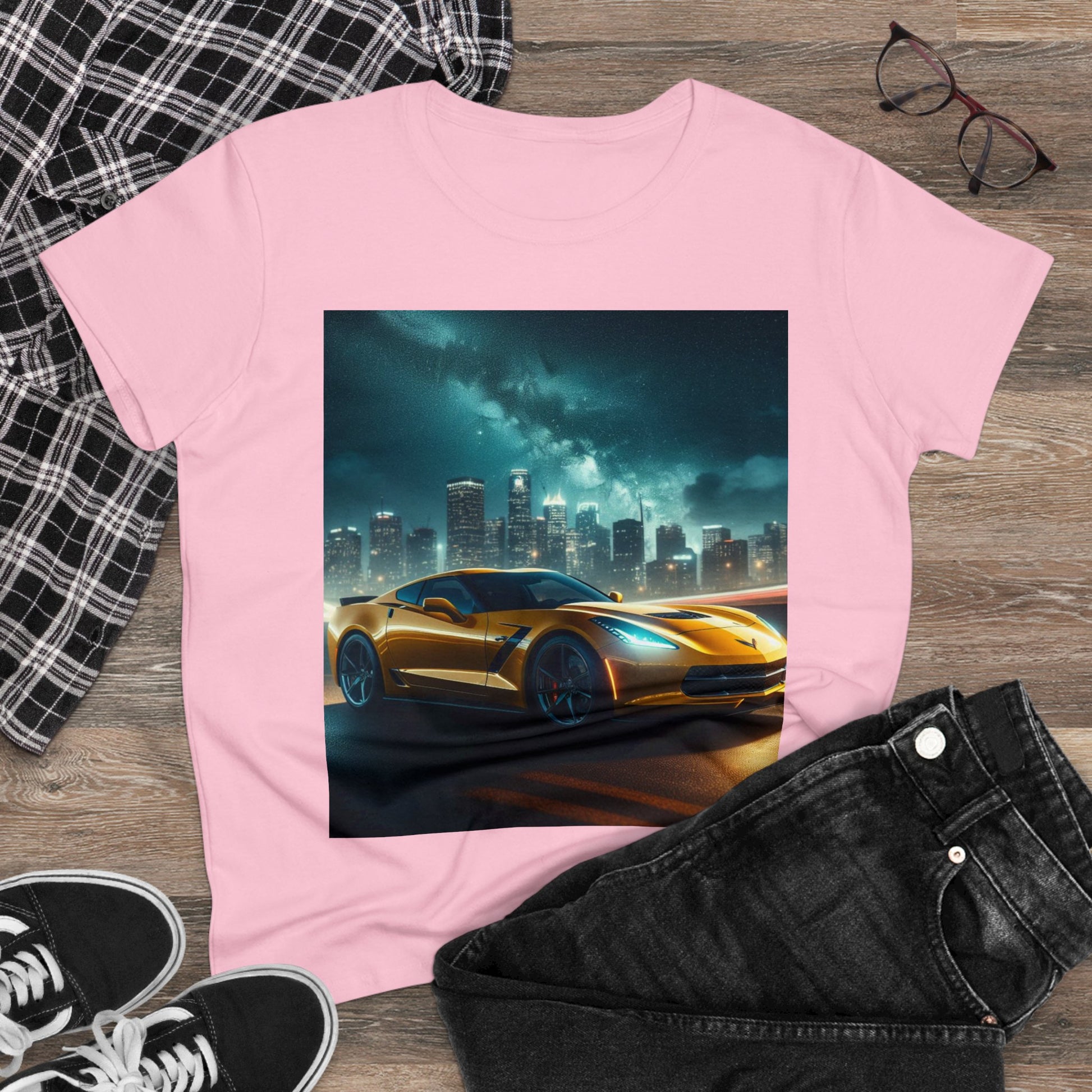 Yellow Corvette T-Shirt T-Shirt Printify