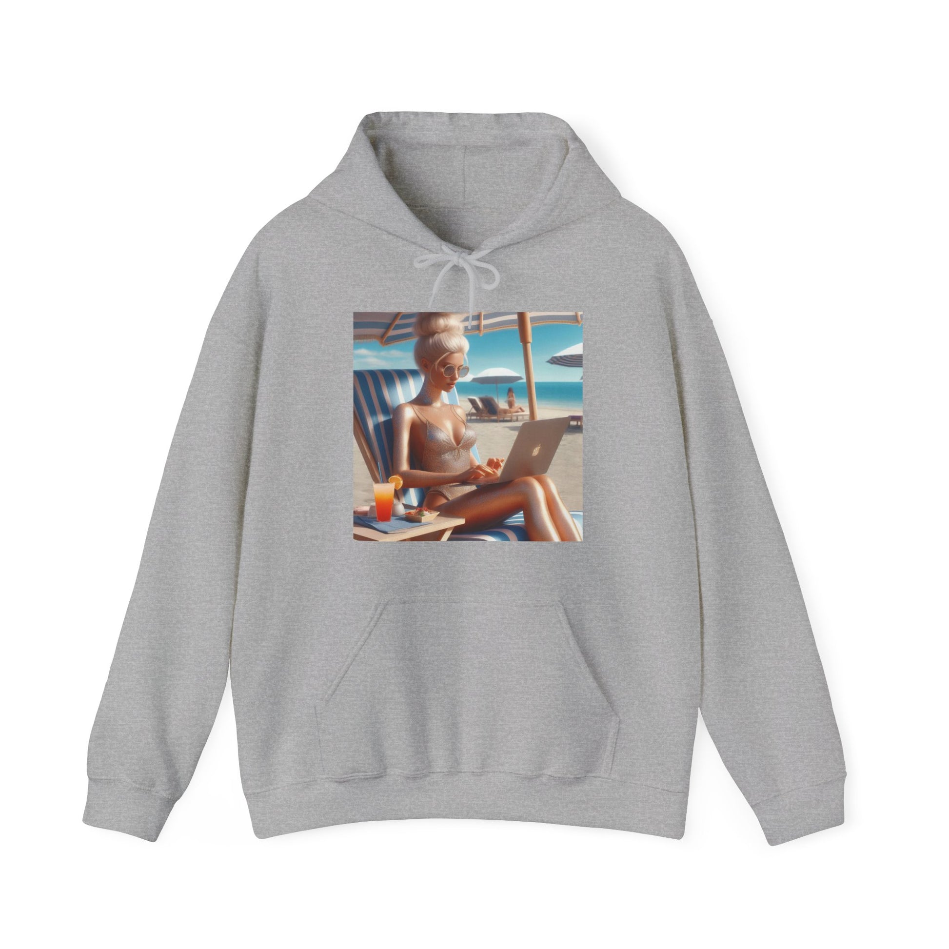 Work Day at the Beach Hoodie Hoodie Printify Sport Grey S
