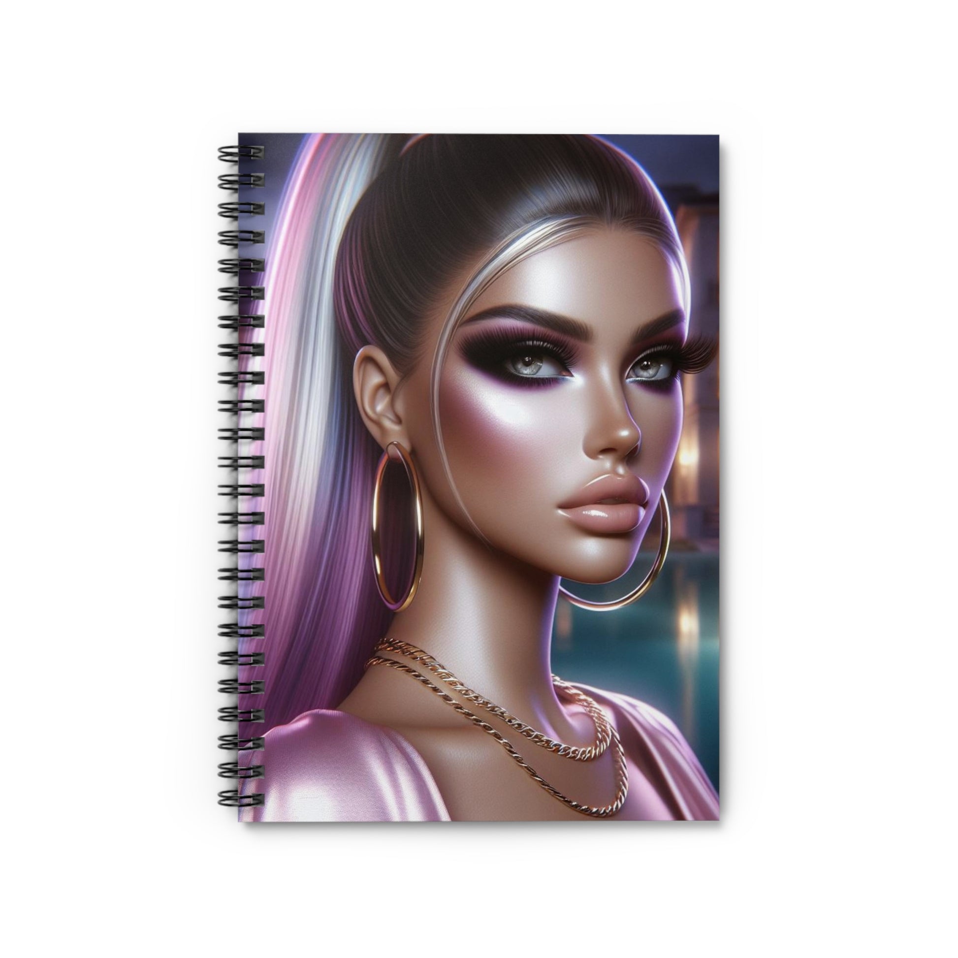 Pink at Night Spiral Notebook Paper products Printify One Size