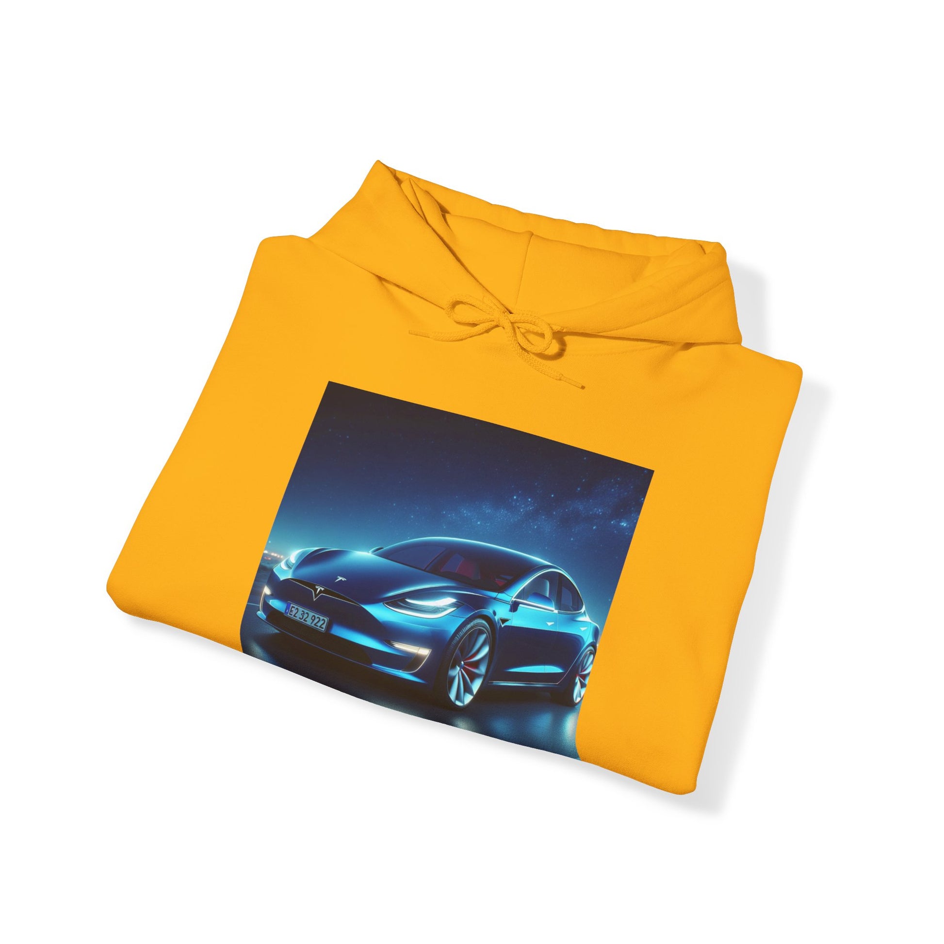 Blue Tesla Hoodie Hoodie Printify