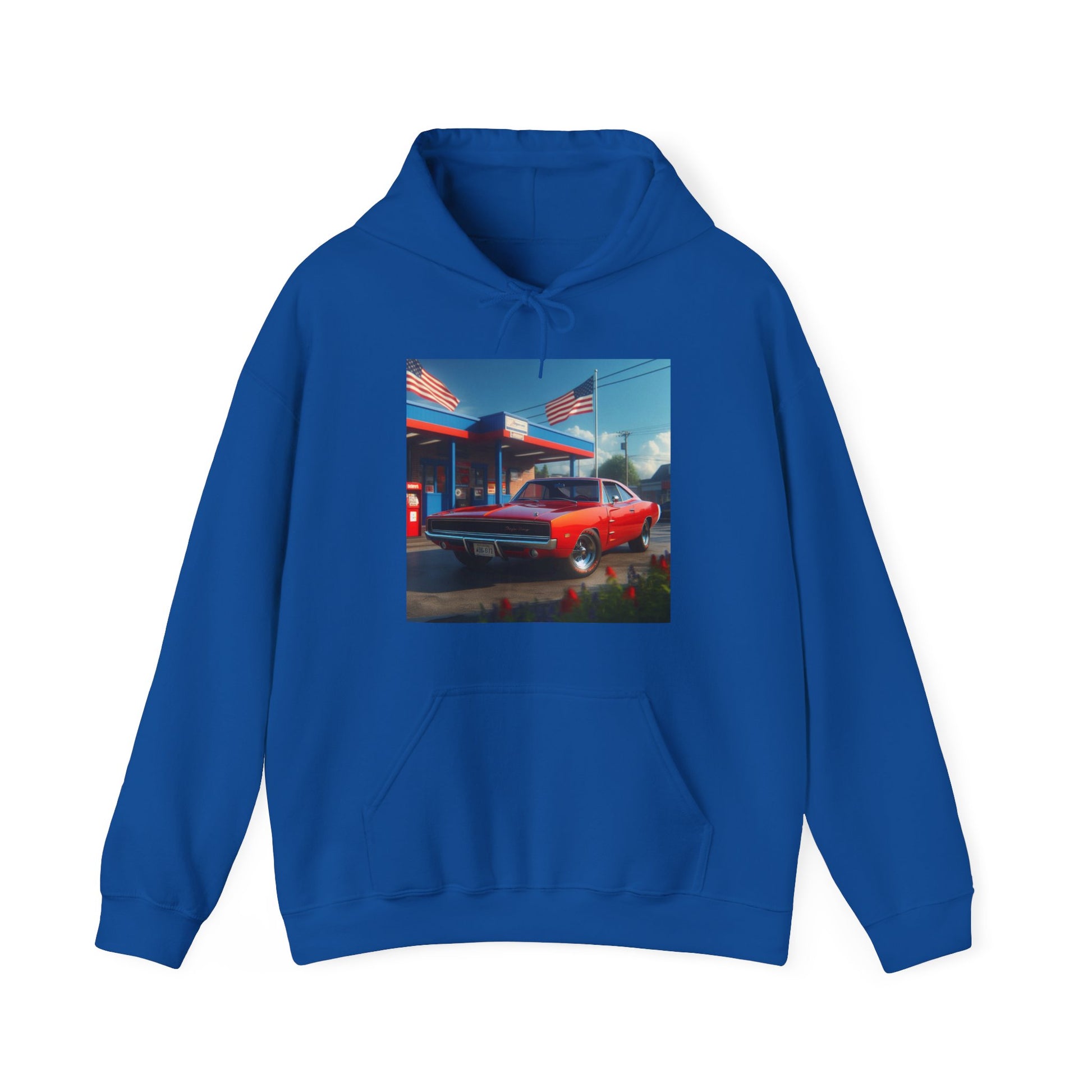 1970 Red Dodge Charger Hoodie Hoodie Printify Royal S
