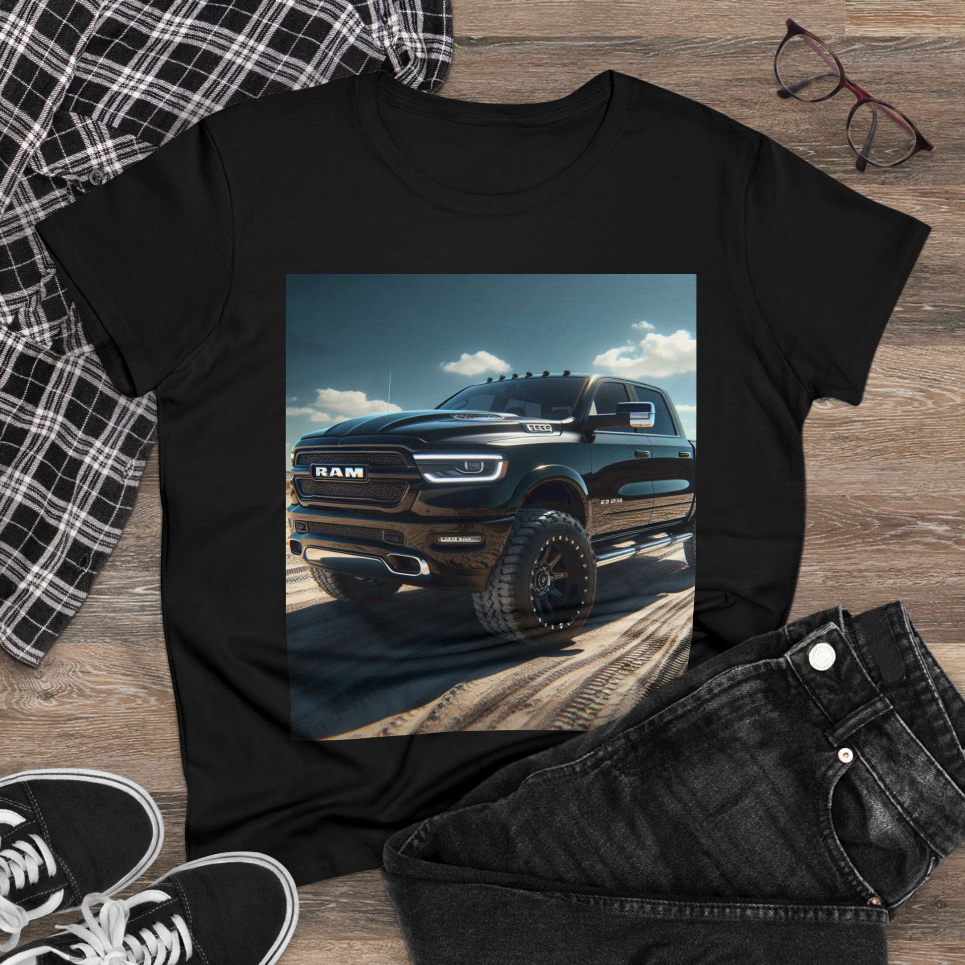 Black Dodge Ram T-Shirt T-Shirt Printify