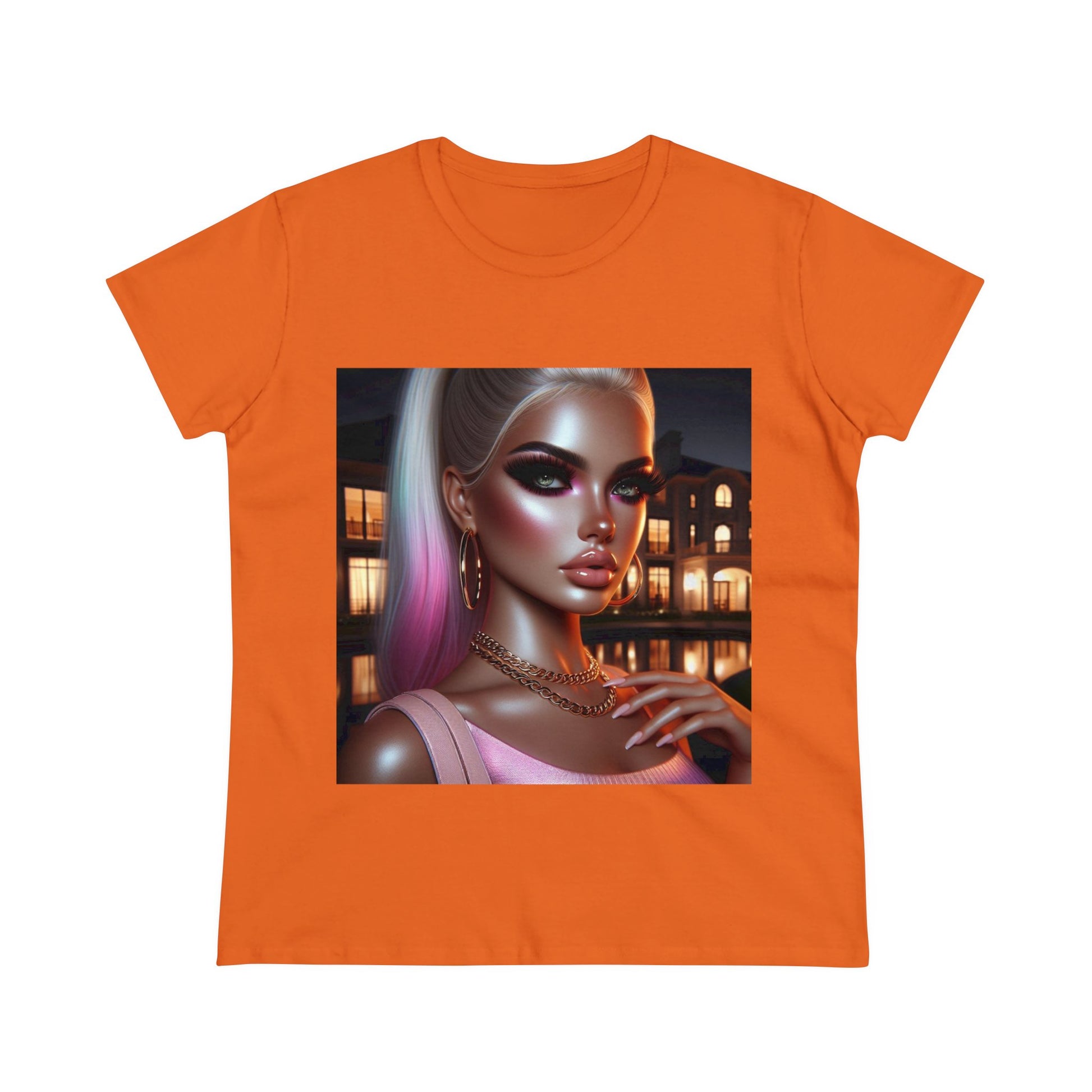 Pink at Night T-Shirt T-Shirt Printify Orange S