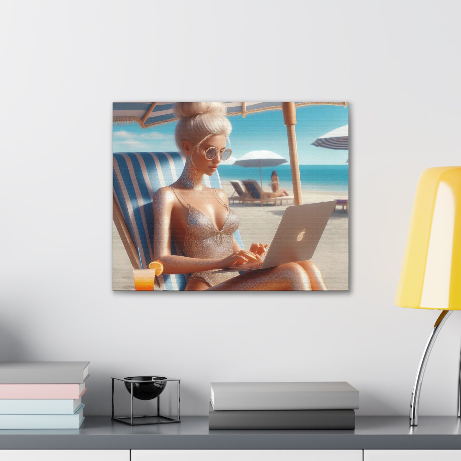 Work Day at the Beach Canvas Canvas Printify 20″ x 16″ (Horizontal) 0.75''