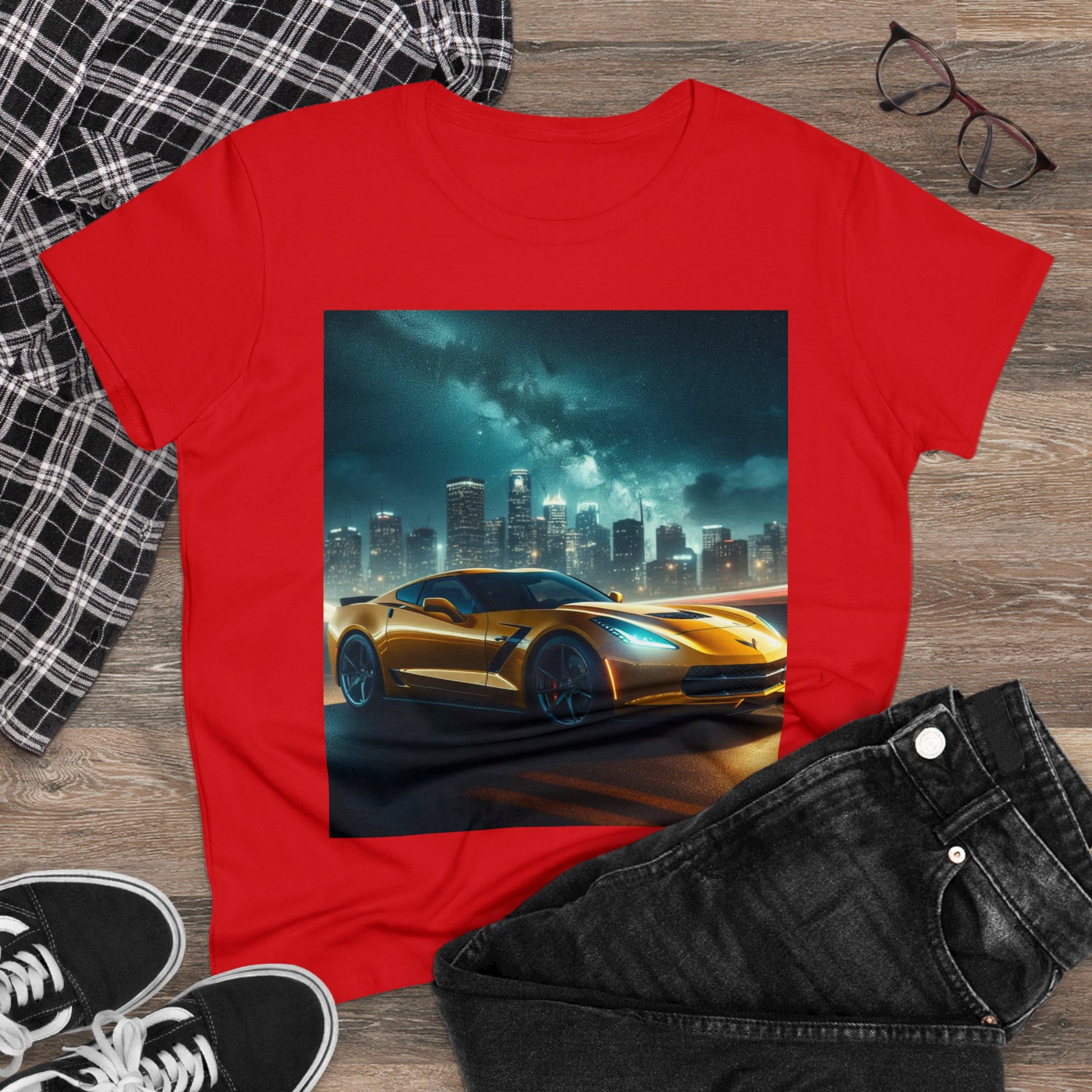 Yellow Corvette T-Shirt T-Shirt Printify