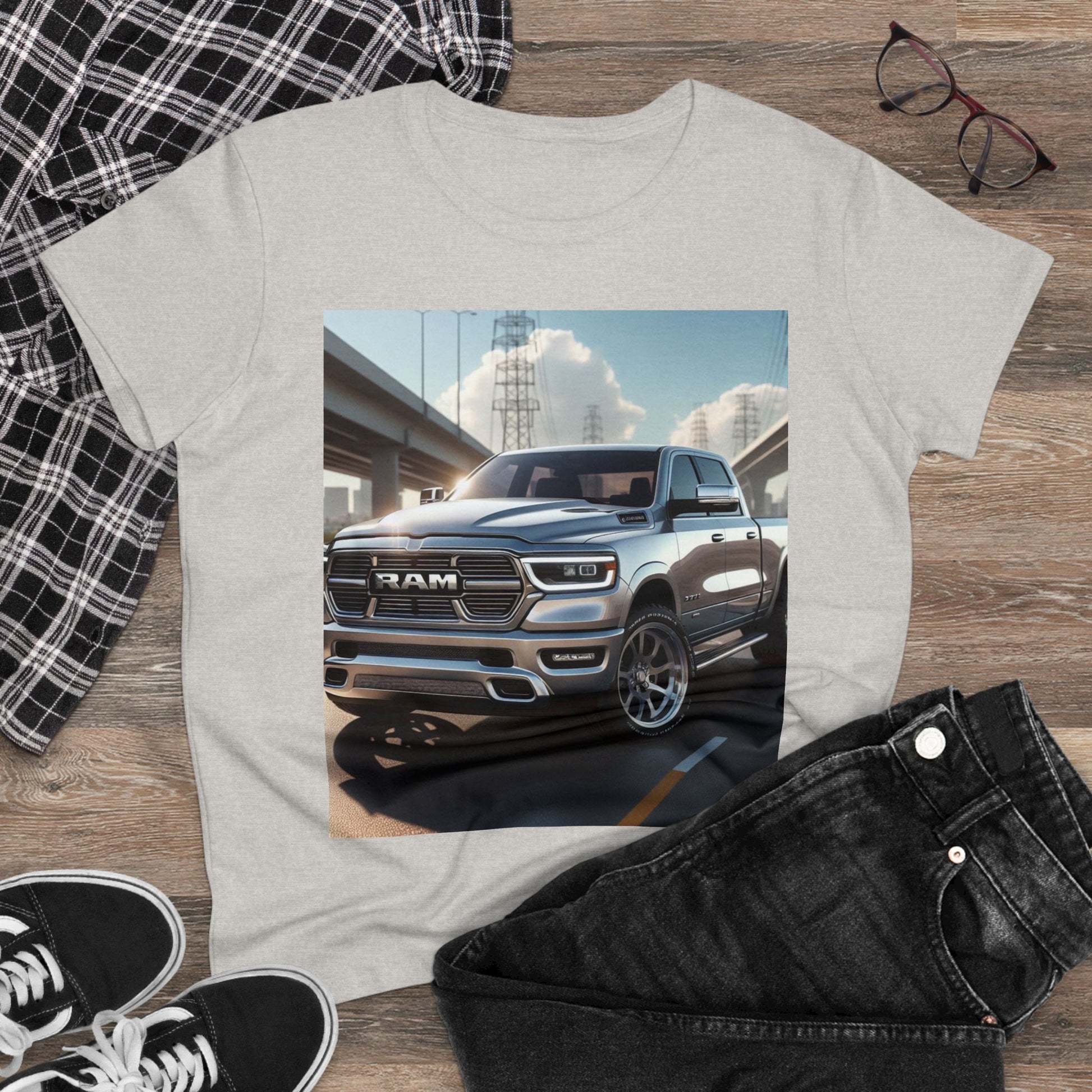 Silver Dodge Ram T-Shirt T-Shirt Printify