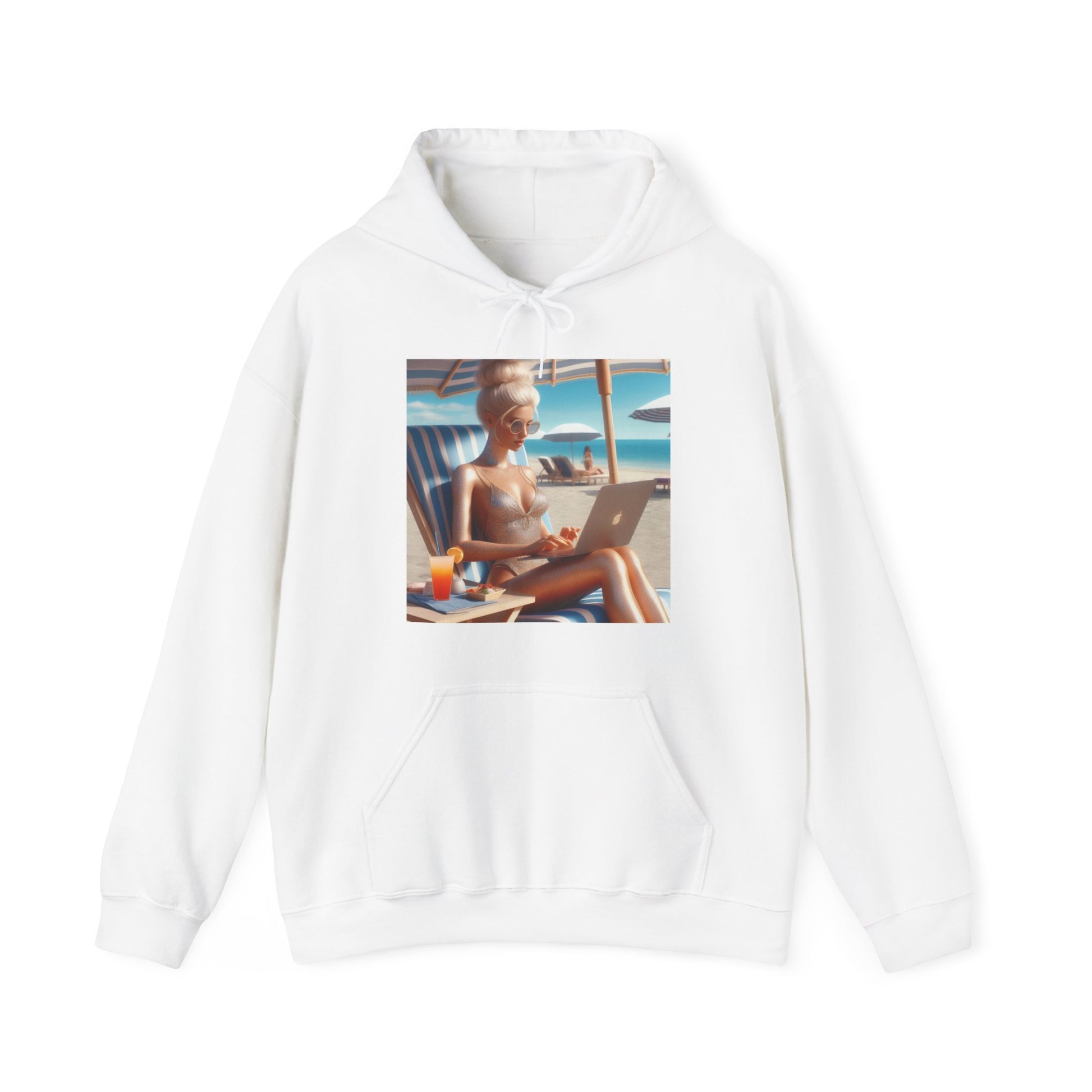 Work Day at the Beach Hoodie Hoodie Printify White S