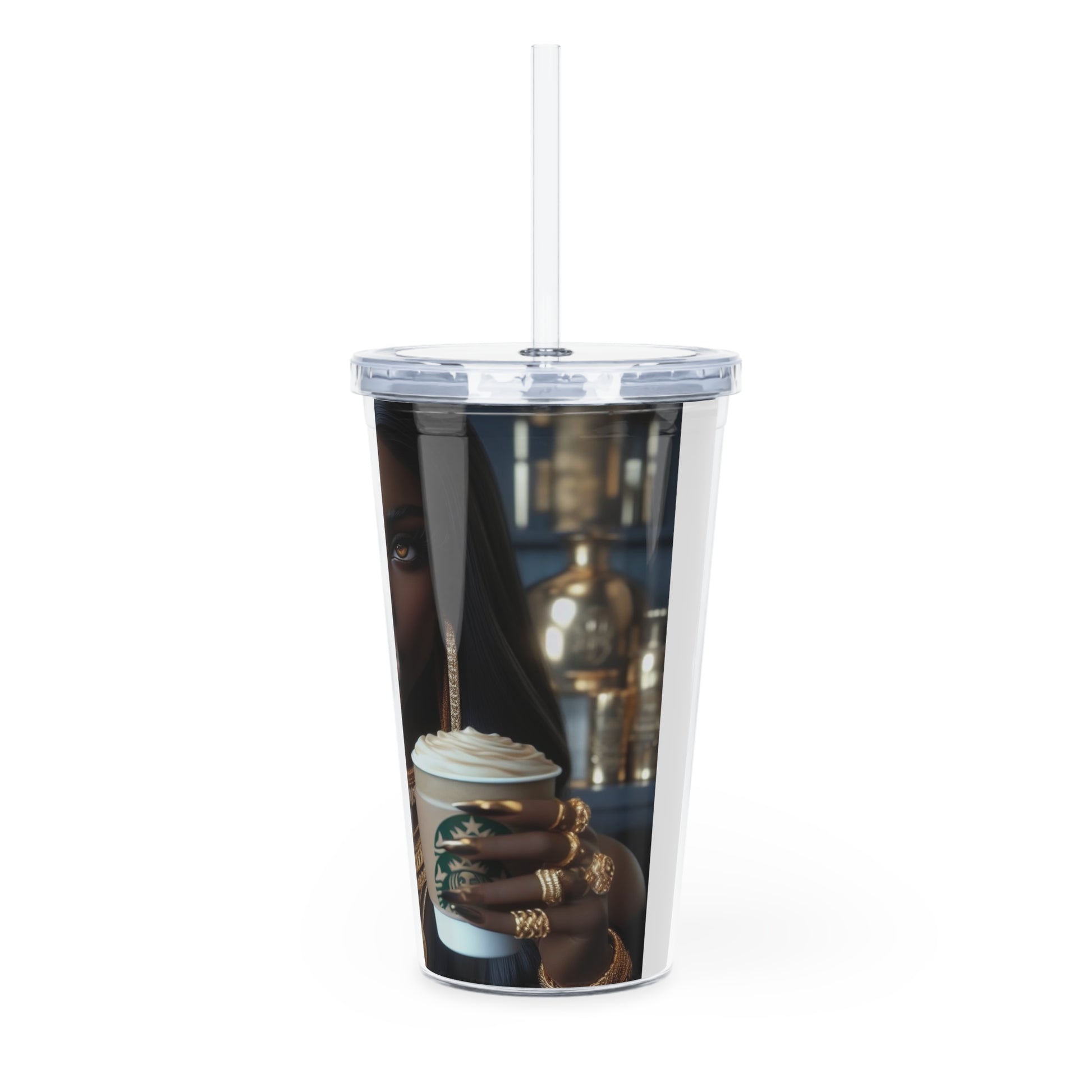 Elevated Coffee Tumbler with Straw Mug Printify