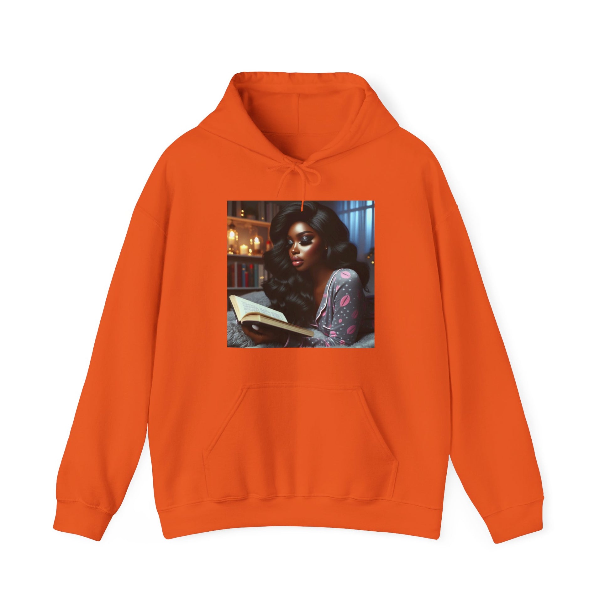 Late Night Book Hoodie Hoodie Printify Orange S