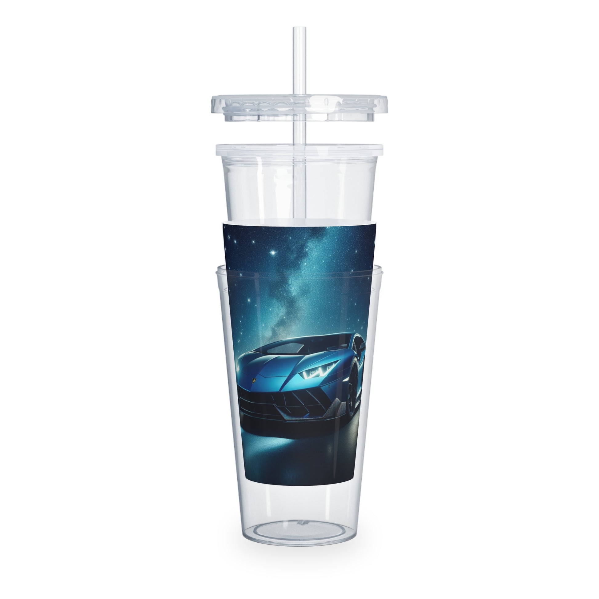 Blue Lamborghini Tumbler with Straw Mug Printify