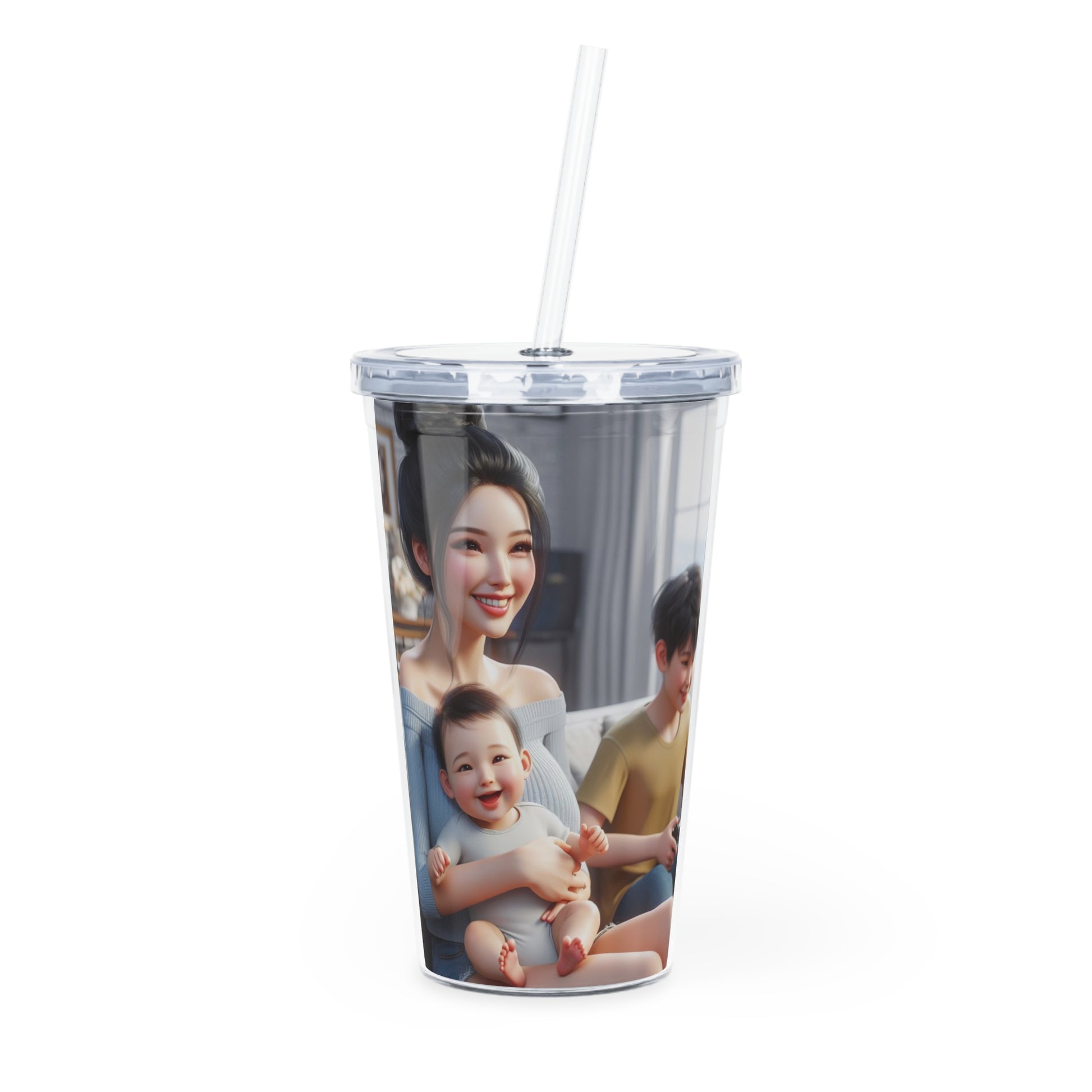 Family Time Tumbler with Straw Mug Printify 20oz Transparent