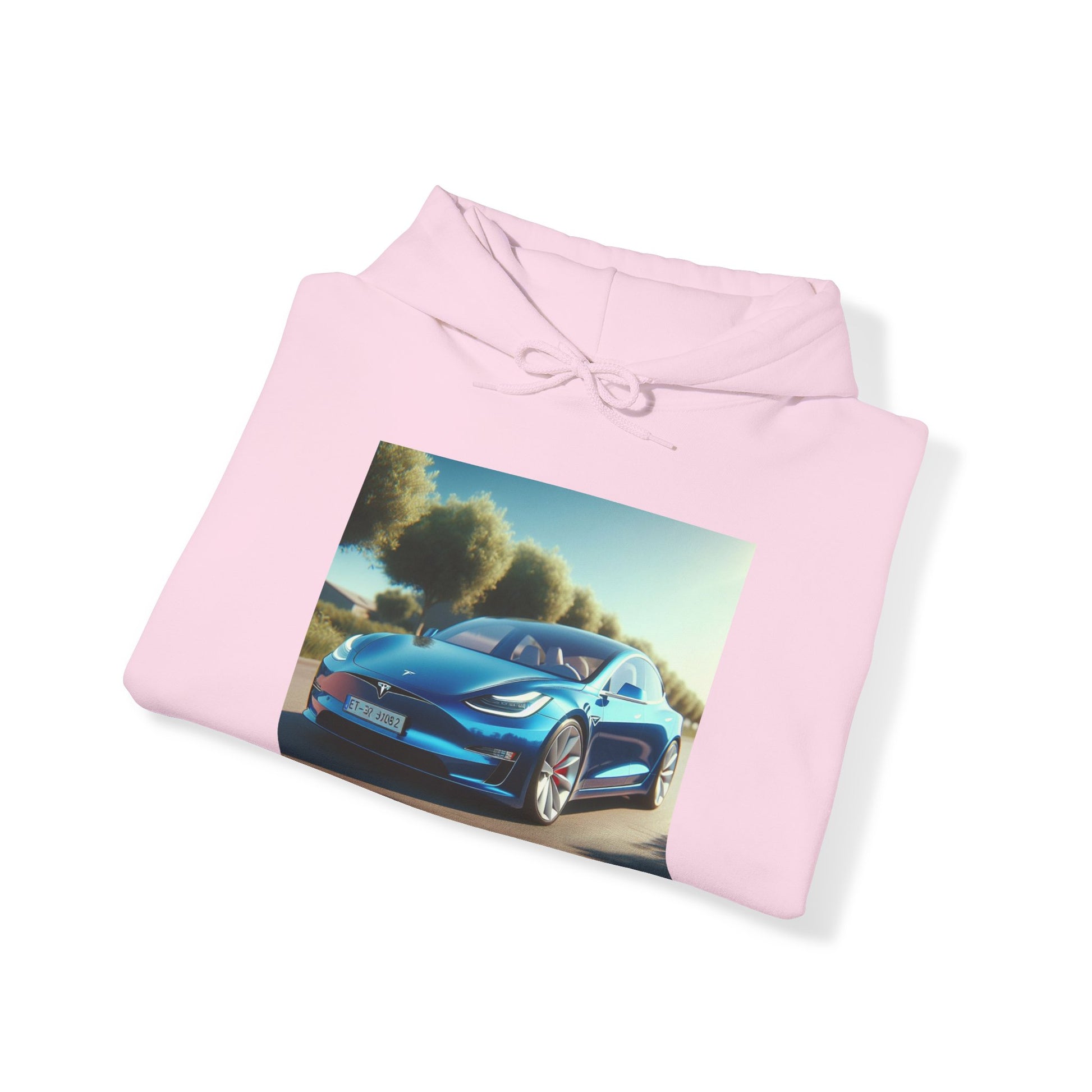 Blue Tesla Hoodie Hoodie Printify