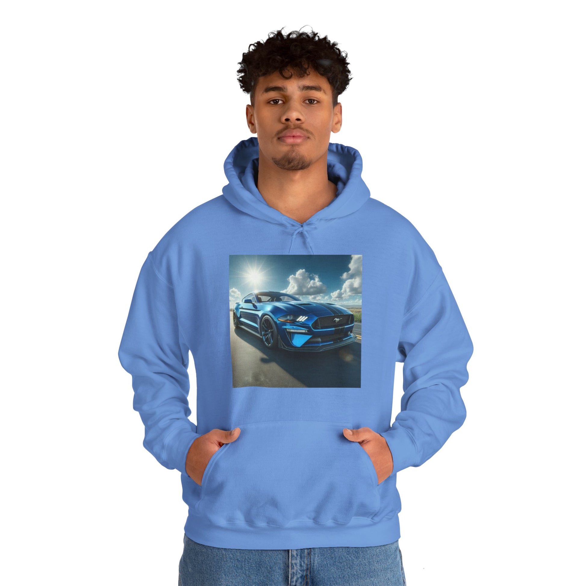 Blue Mustang Hoodie Hoodie Printify