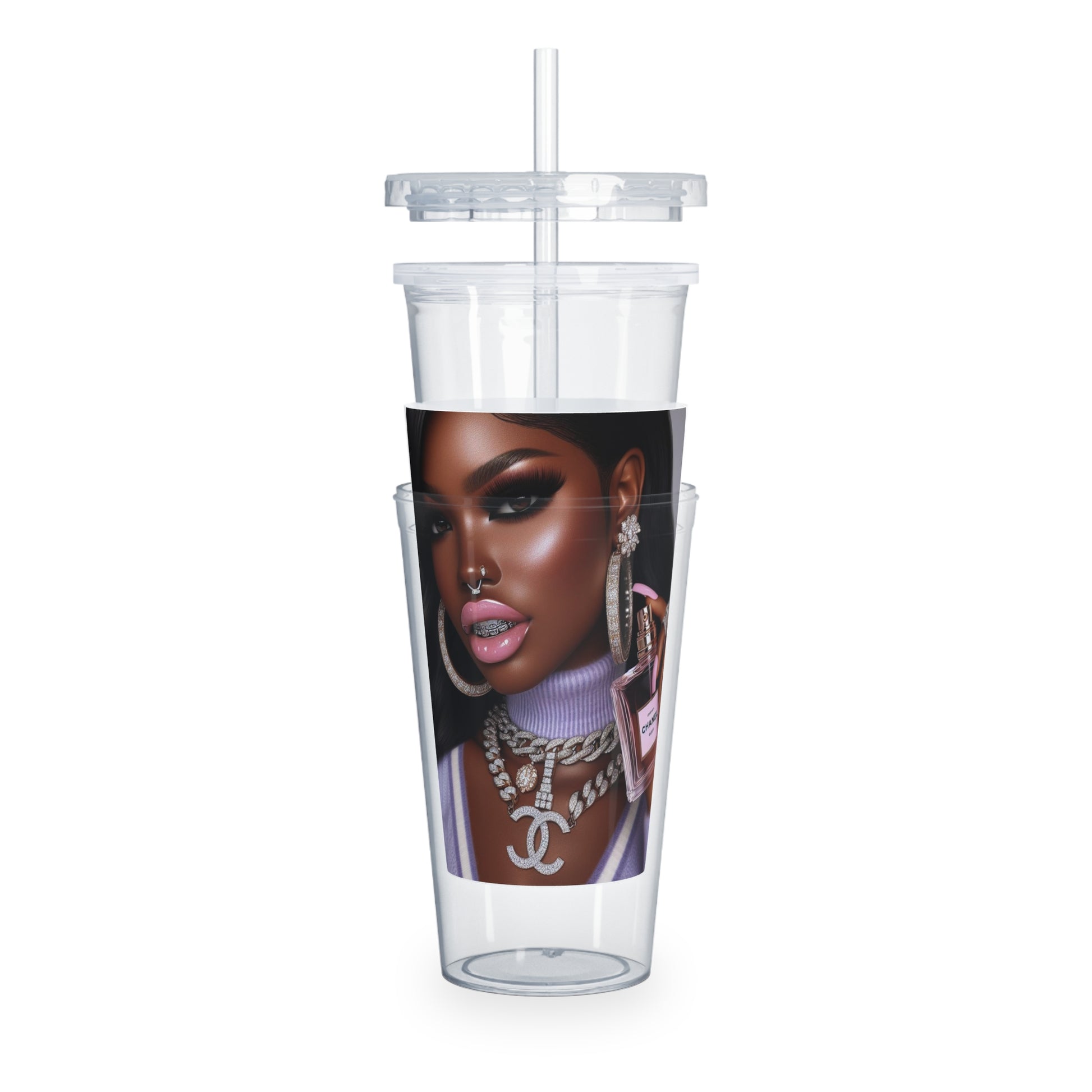 Chanel Please Tumbler with Straw Mug Printify
