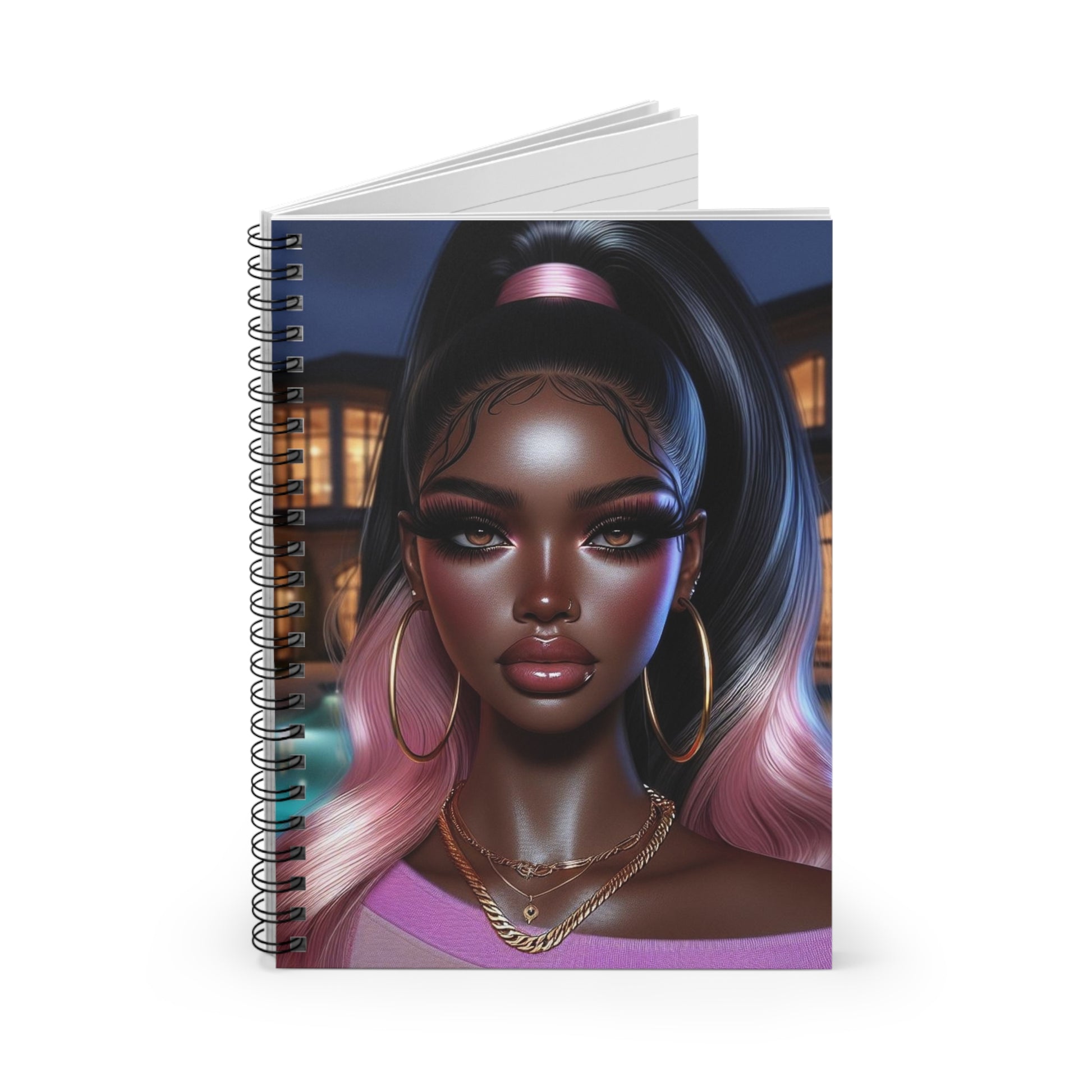 Pink at Night Spiral Notebook Paper products Printify