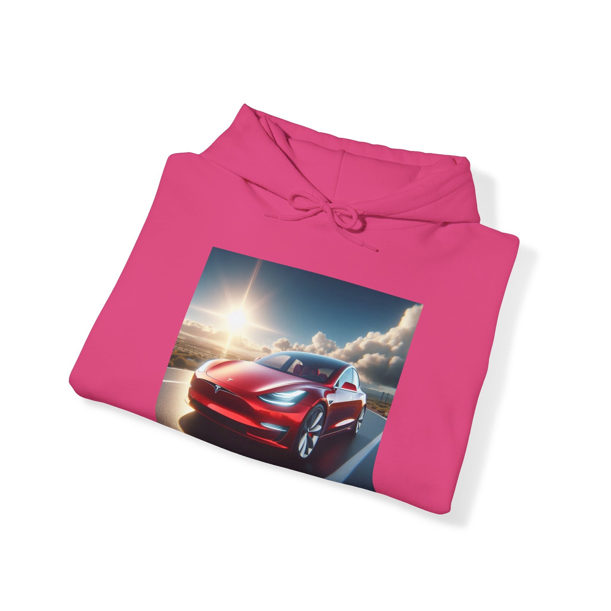 Red Tesla Hoodie Hoodie Printify