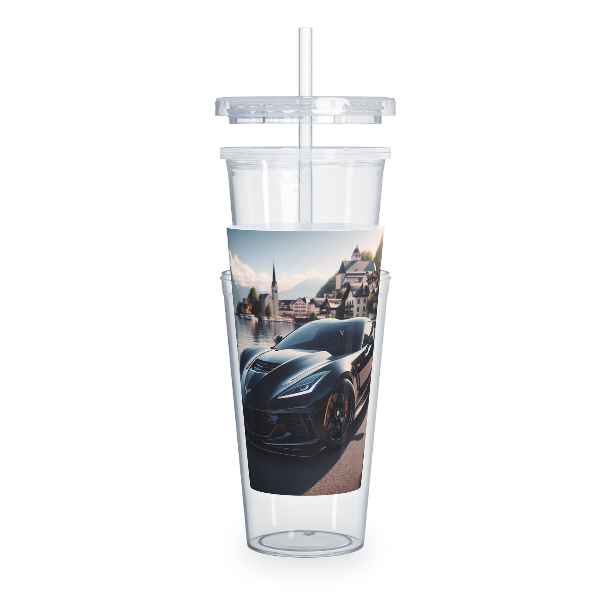 Black Corvette Tumbler with Straw Mug Printify